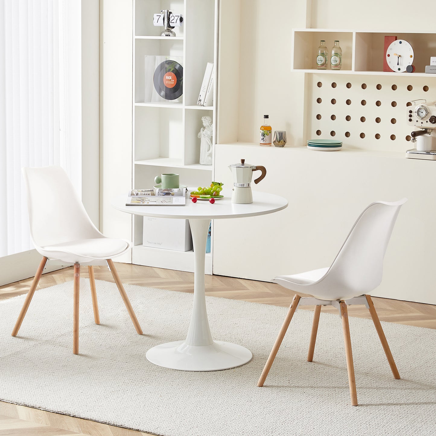 2 pièce chaises de salle à manger design contemporain scandinave-Blanc