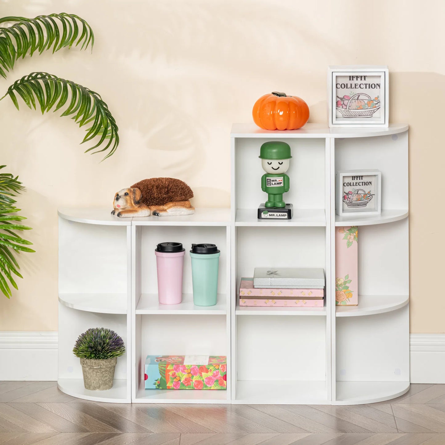 Étagère d'angle, Bibliothèque Autoportante, Étagères de Rangement en Bois pour Salon, Bureau à Domicile, 24 x 24 x 78cm--Blanc