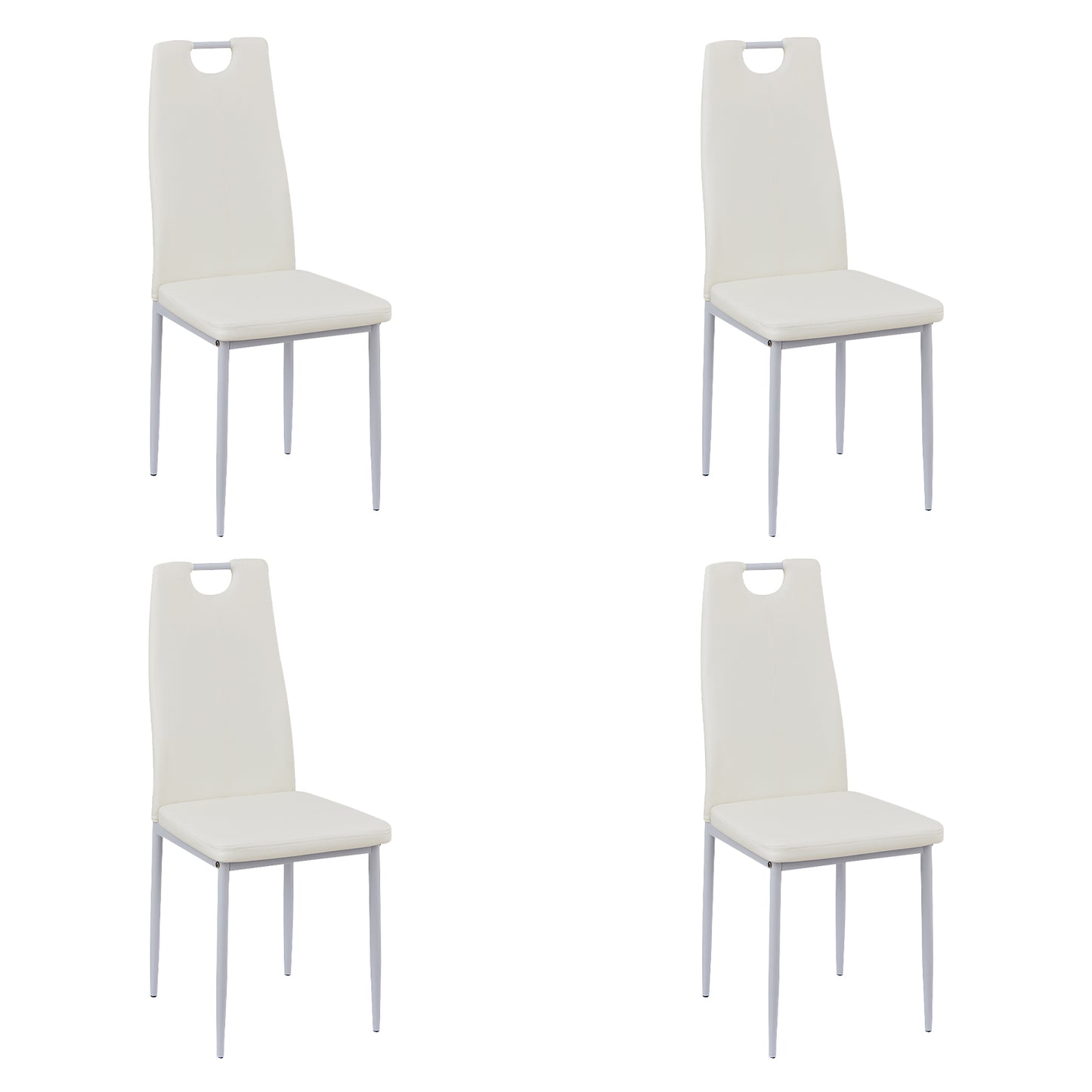 Chaises d'appoint modernes pour la cuisine avec pieds en méta (Lot de 4)