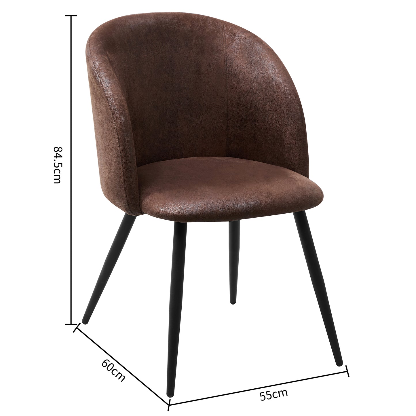 Chaise Scandinaves en Suede-Fauteuil marron pour Salle à Manger