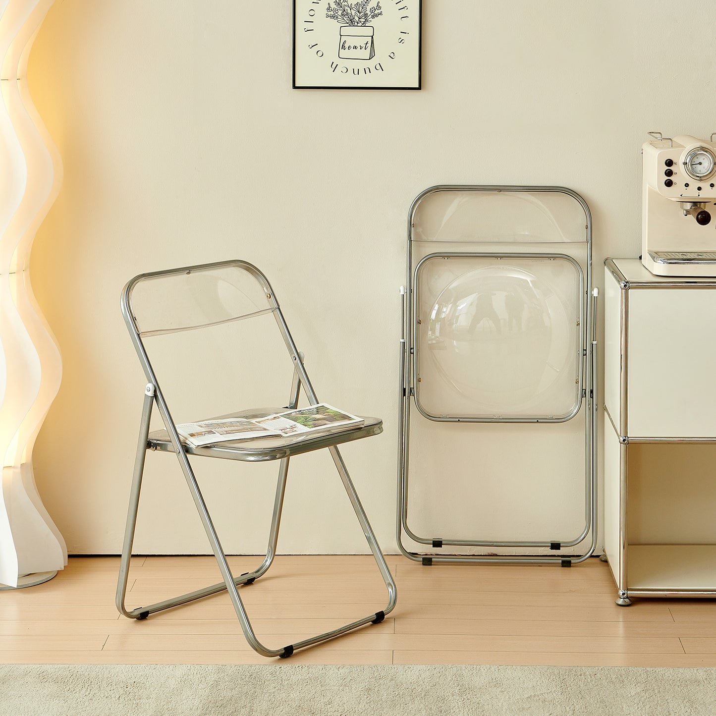 Lot de 6 Chaises Pliantes Transparentes de Couleur avec Pieds en Métal de Style Classique Pour Salon, Salle à Manger, Chambre, Balcon--43 x 38 x 75 cm