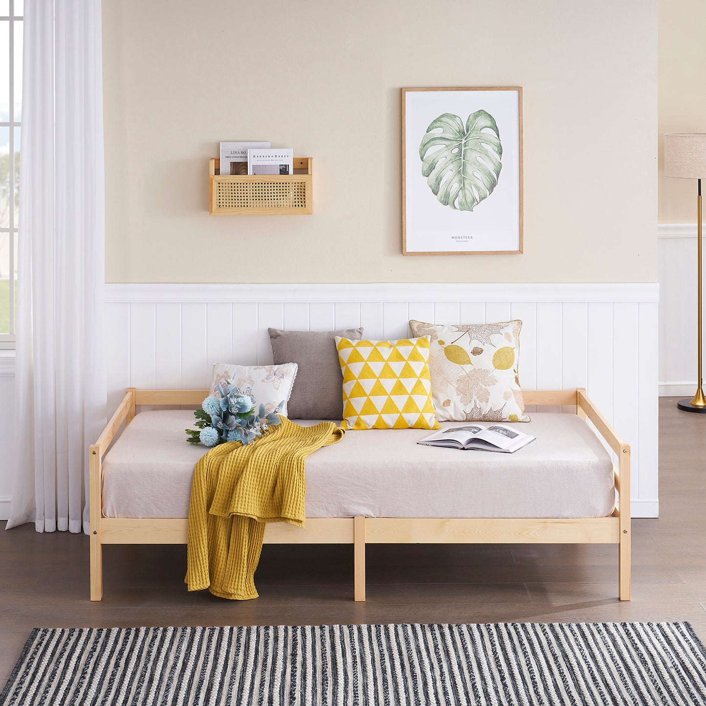 Structure de Lit Simple Style Scandinave - 90x190 cm - Couleur Bois