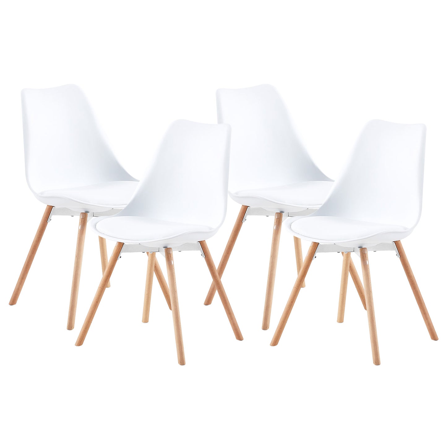 4 Chaise de salle à manger design contemporain scandinave-Blanc