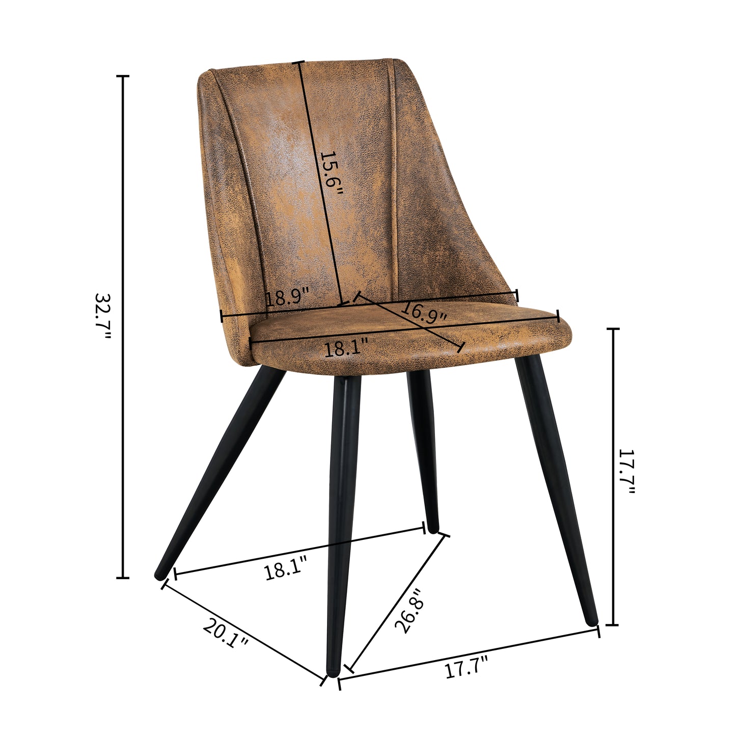 Chaise de Salle à Manger Style Vintage en Suède Marron