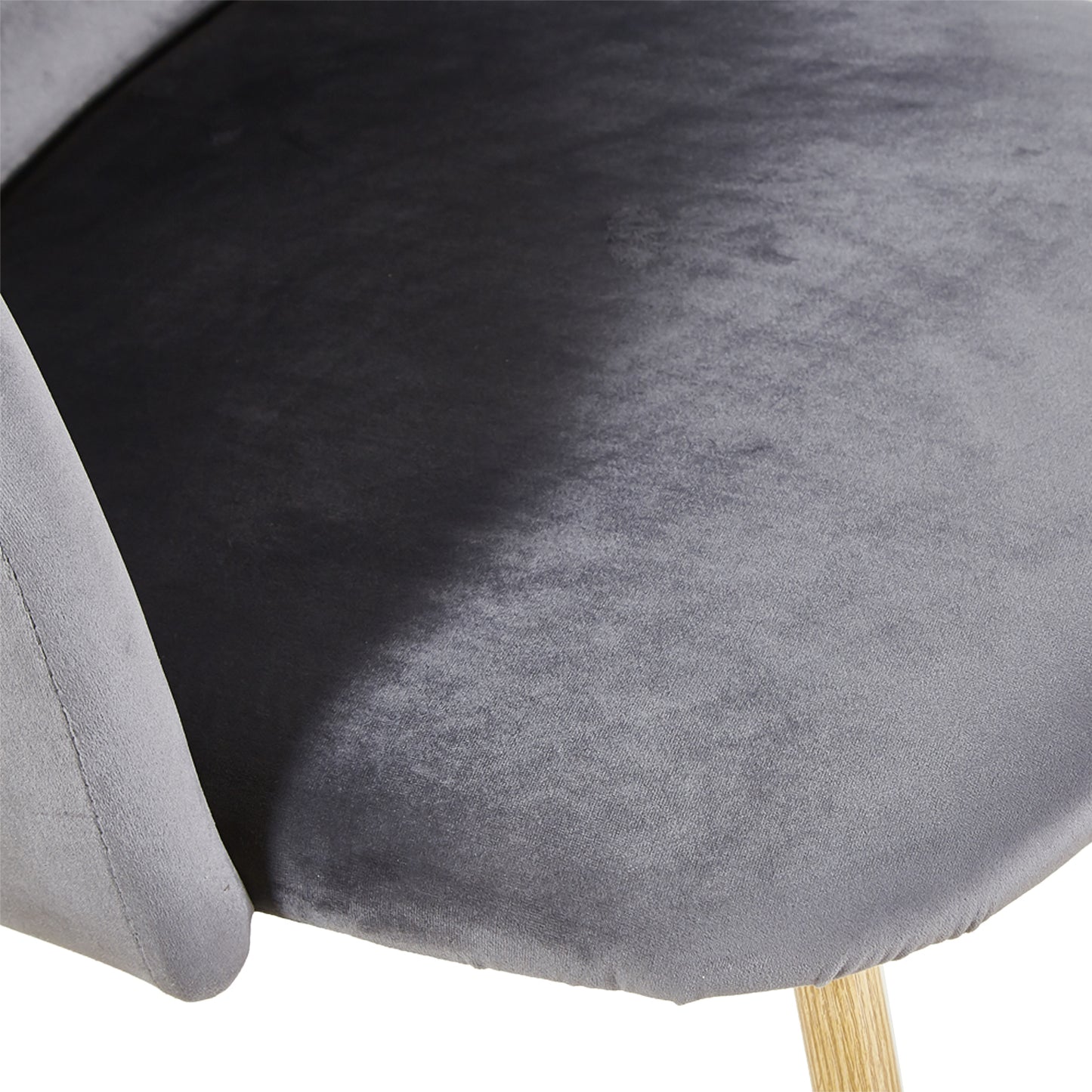 Chaise Rétro en Velours Gris avec Pieds en Métal -Fauteuil pour Salle à Manger