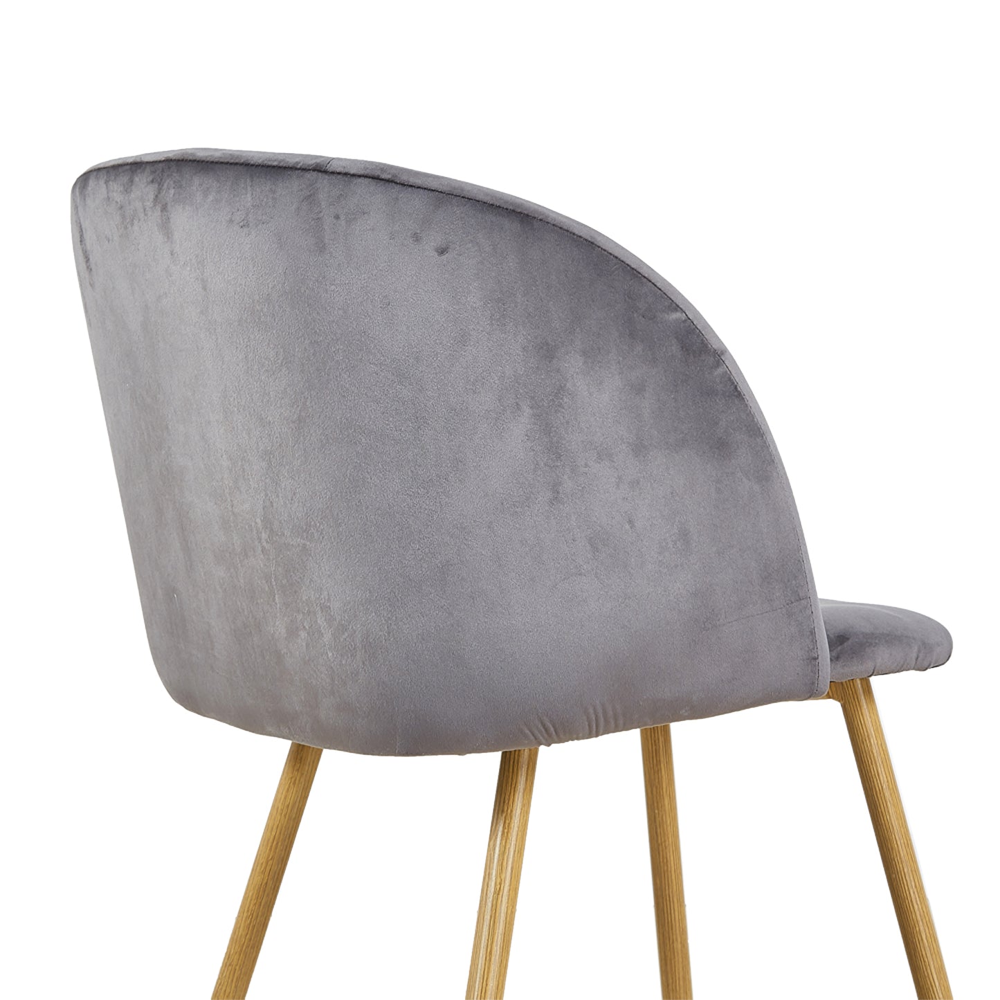 Chaise Rétro en Velours Gris avec Pieds en Métal -Fauteuil pour Salle à Manger