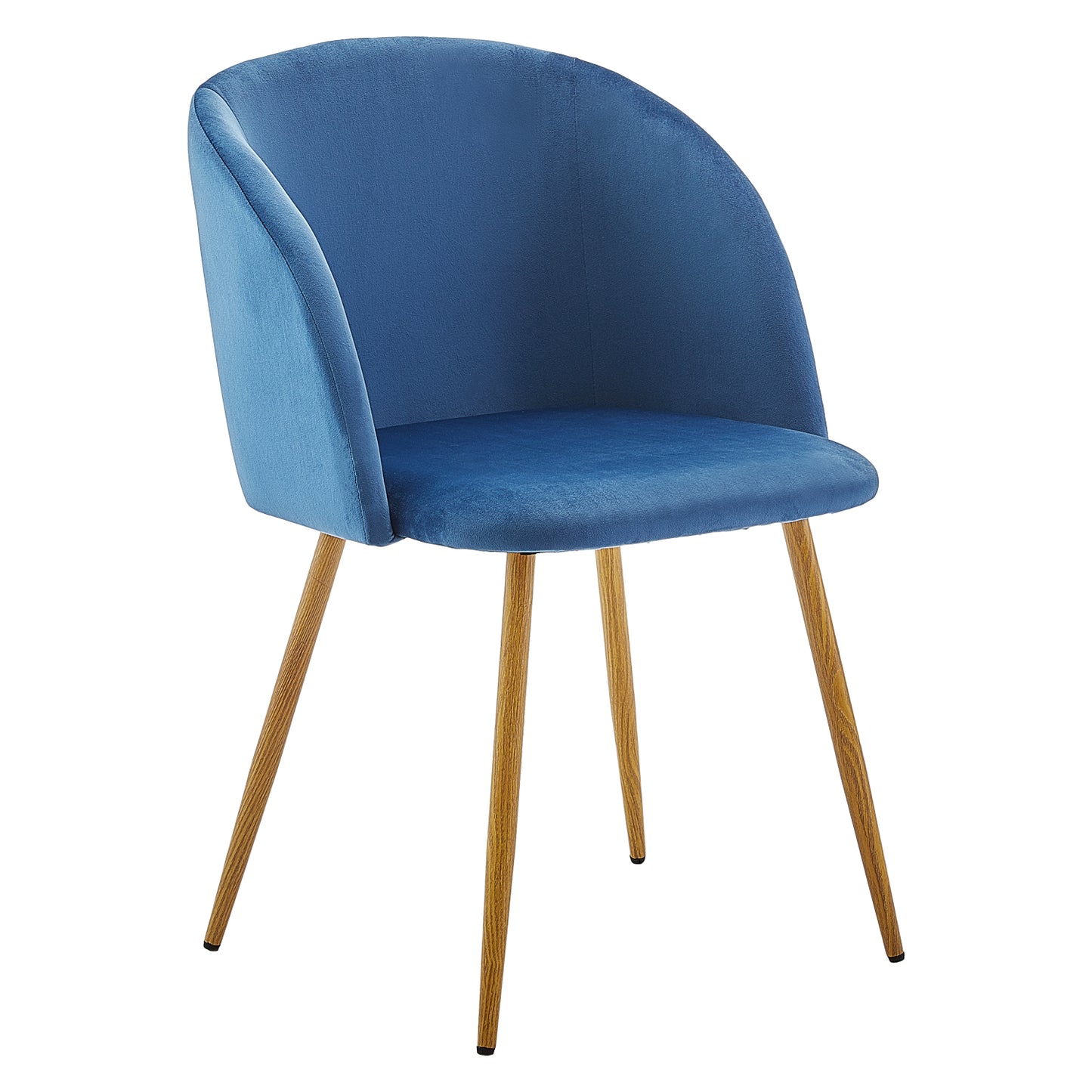 Lot de 2 chaises de salle à manger - Tissu velours Bleu- Scandinave