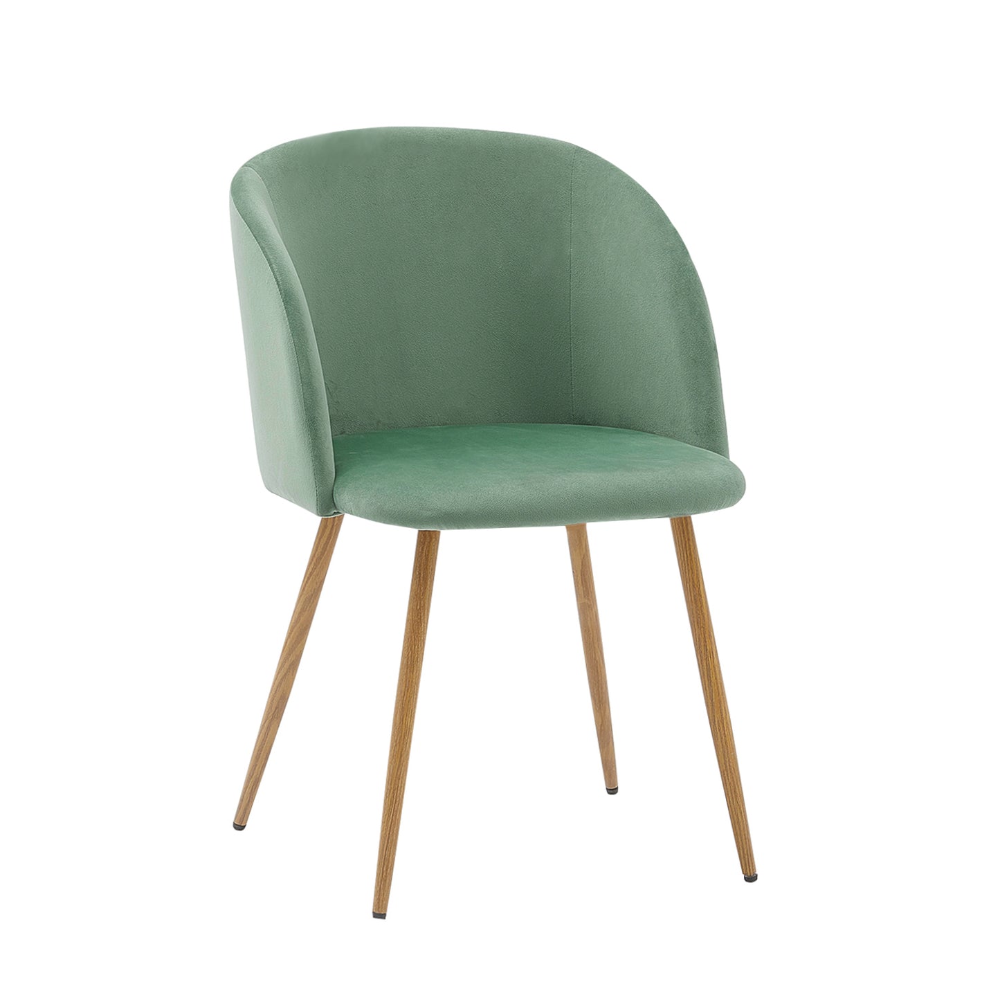 Lot de 2 Chaises Rétro en Velours Vert avec Pieds en Métal-Fauteuil pour Salle à Manger
