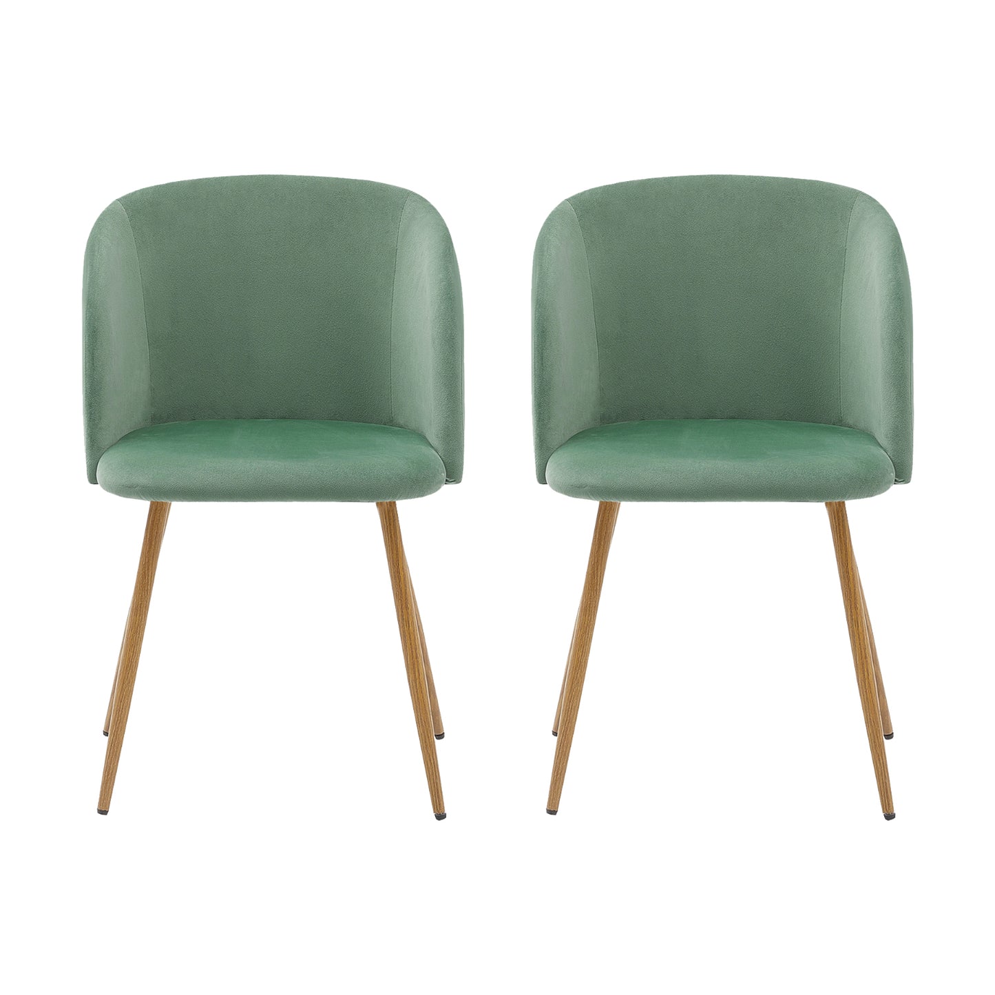 Lot de 2 Chaises Rétro en Velours Vert avec Pieds en Métal-Fauteuil pour Salle à Manger