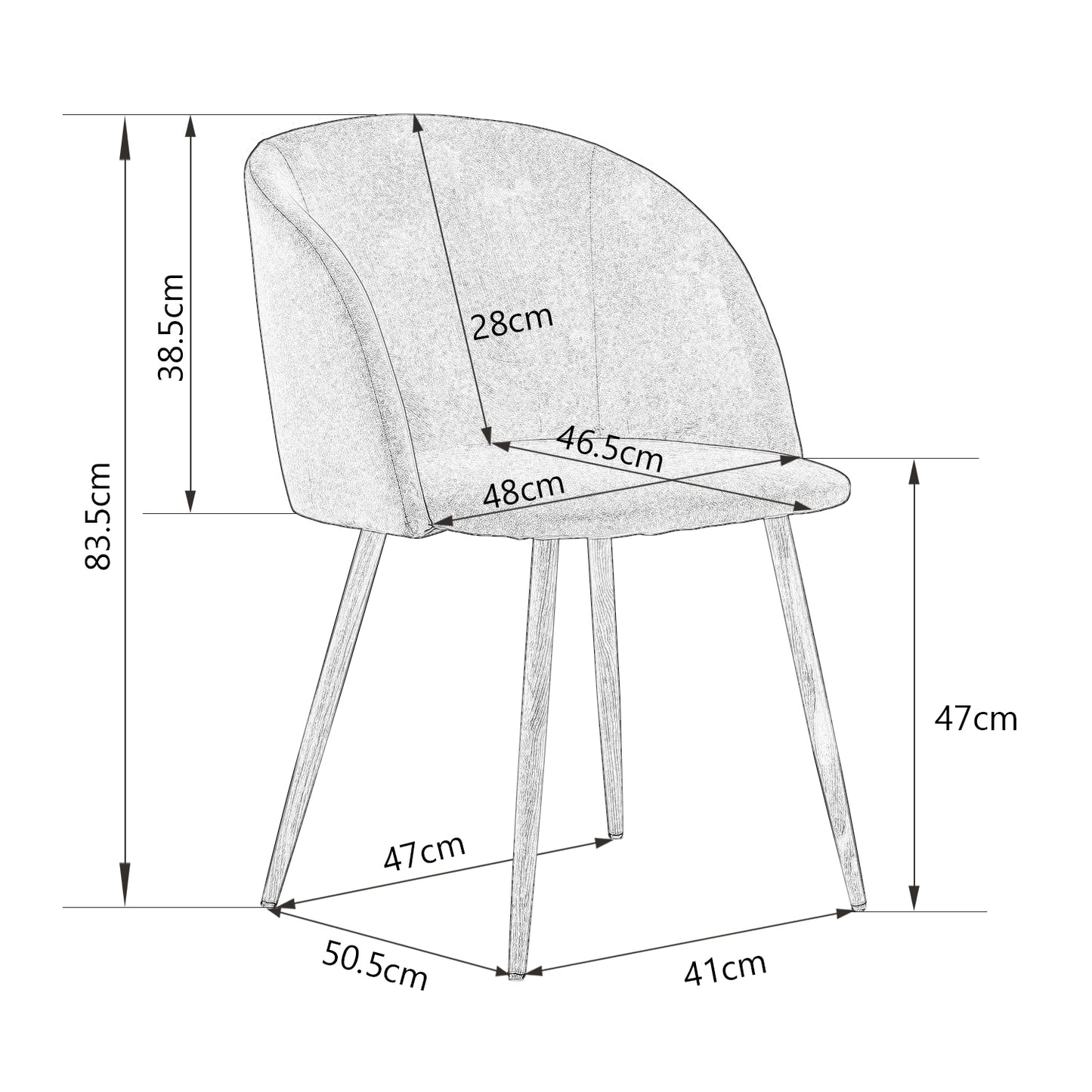 Lot de 2 Chaises Rétro en Velours Vert avec Pieds en Métal-Fauteuil pour Salle à Manger