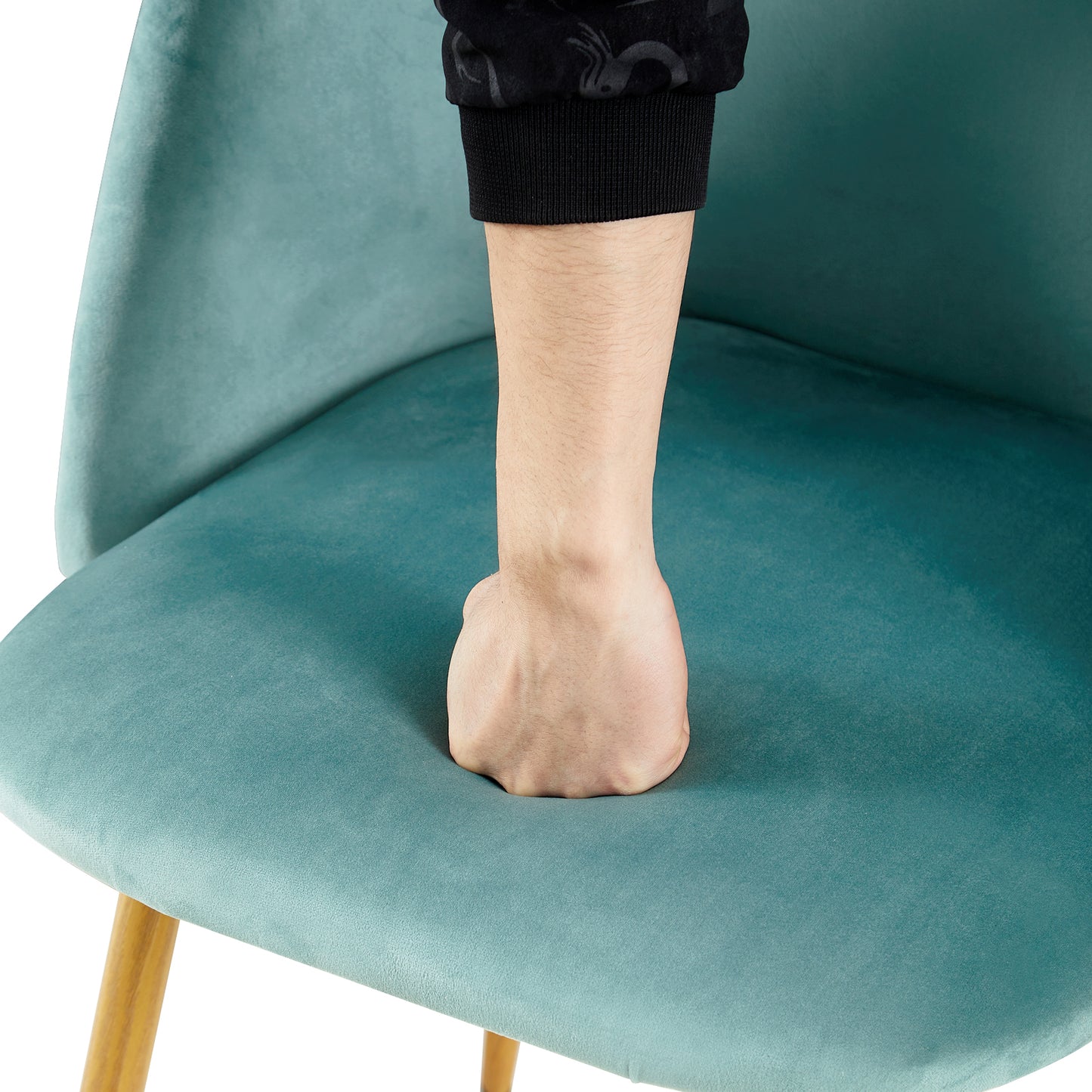 Lot de 2 chaises de salle à manger-Tissu velours Vert - Scandinave chaises