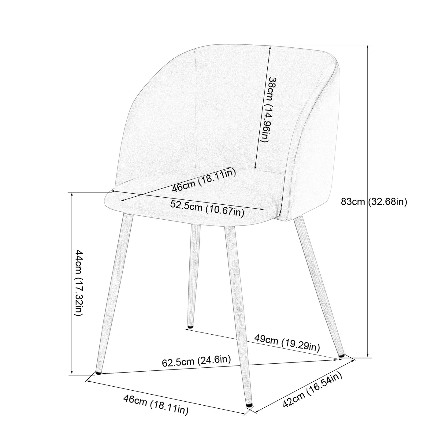 Lot de 2 chaises de salle à manger-Tissu velours Vert - Scandinave chaises