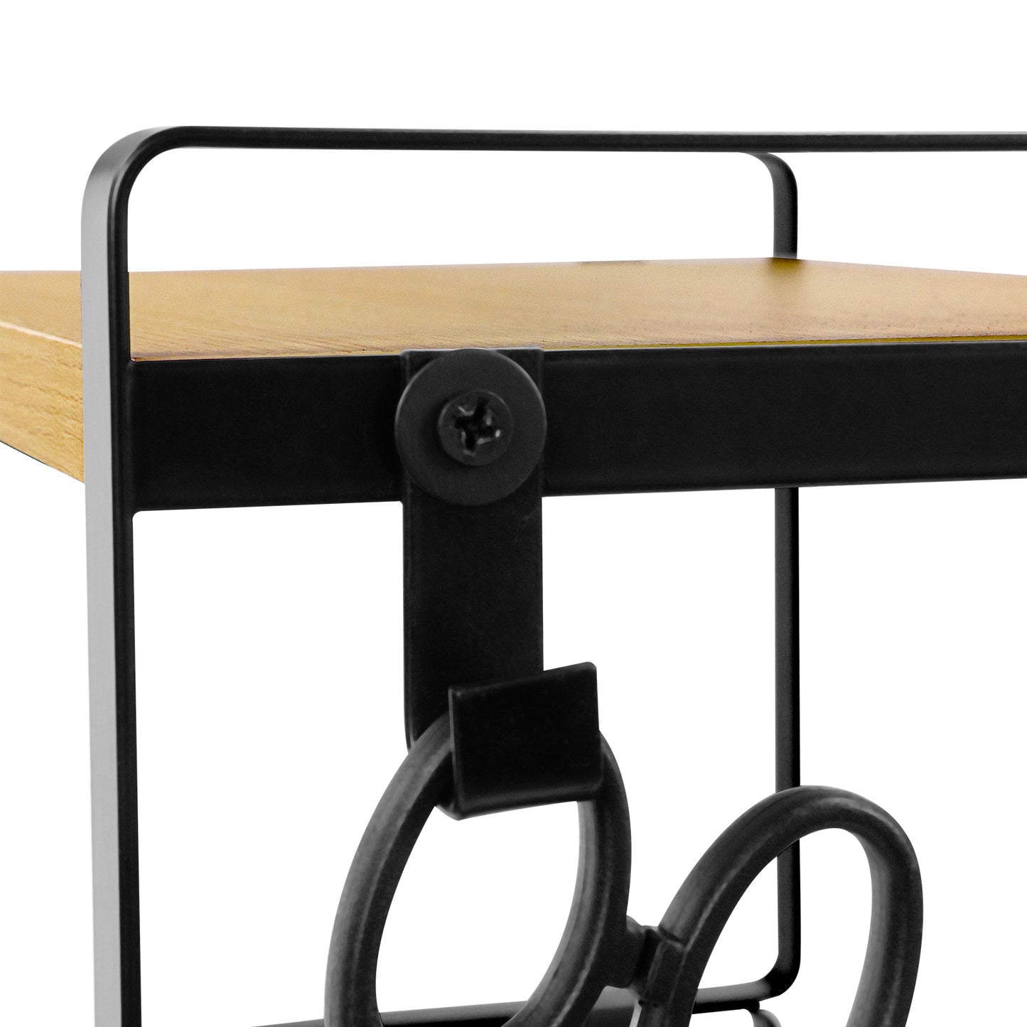 Étagère de rangement à un seul niveau avec 4 crochets en fer, étagère compacte et durable, 30 x 20 x 18 cm - Couleur bois