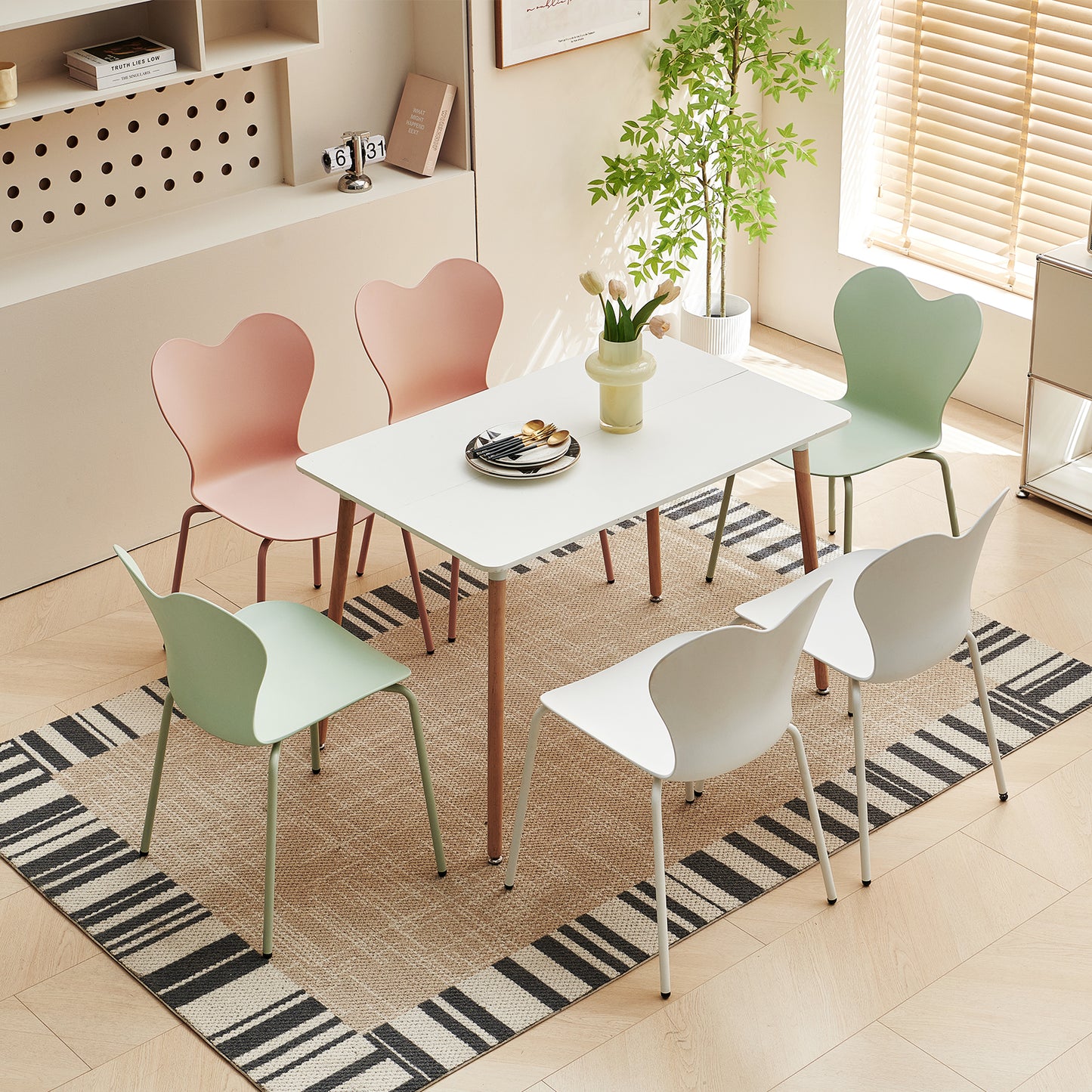 Lot de 4 Chaises de Salle à Manger, Pieds en Métal, Convient Pour la Salle à Manger, la Chambre et le Salon--Blanc