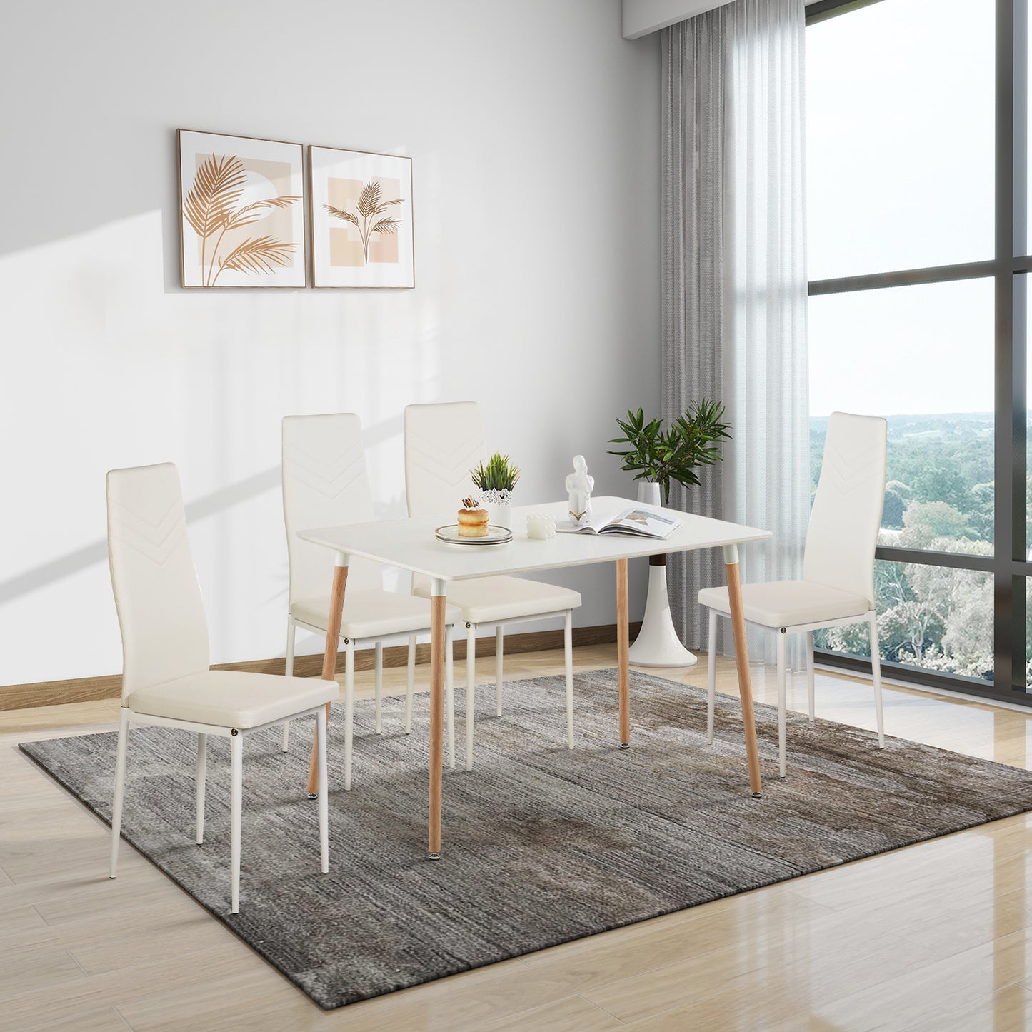 Chaise de cuisine moderne avec pieds en métal (Lot de 4)