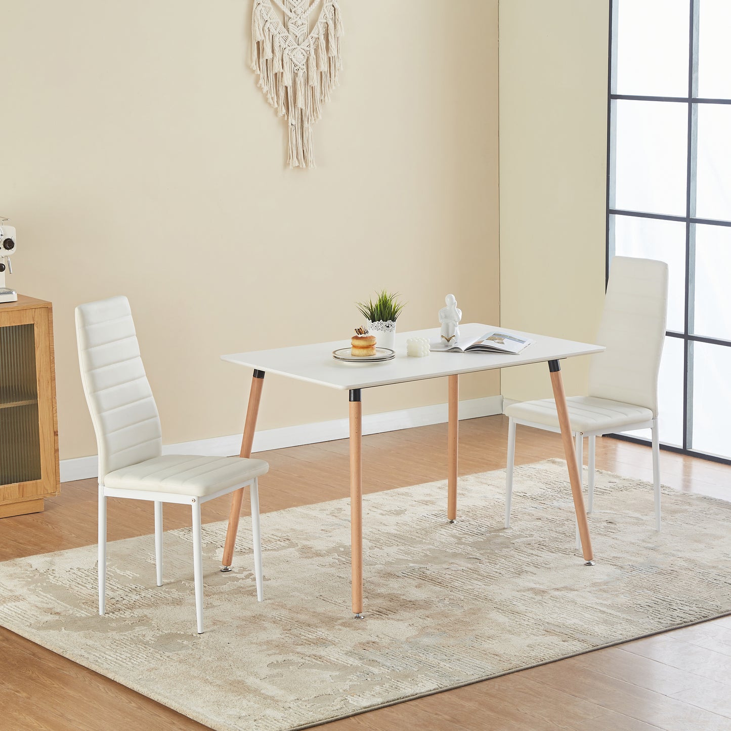 Lot de 2 Chaises de Salle à Manger en PVC Chaise de Cuisine Moderne Chaise-Blanc