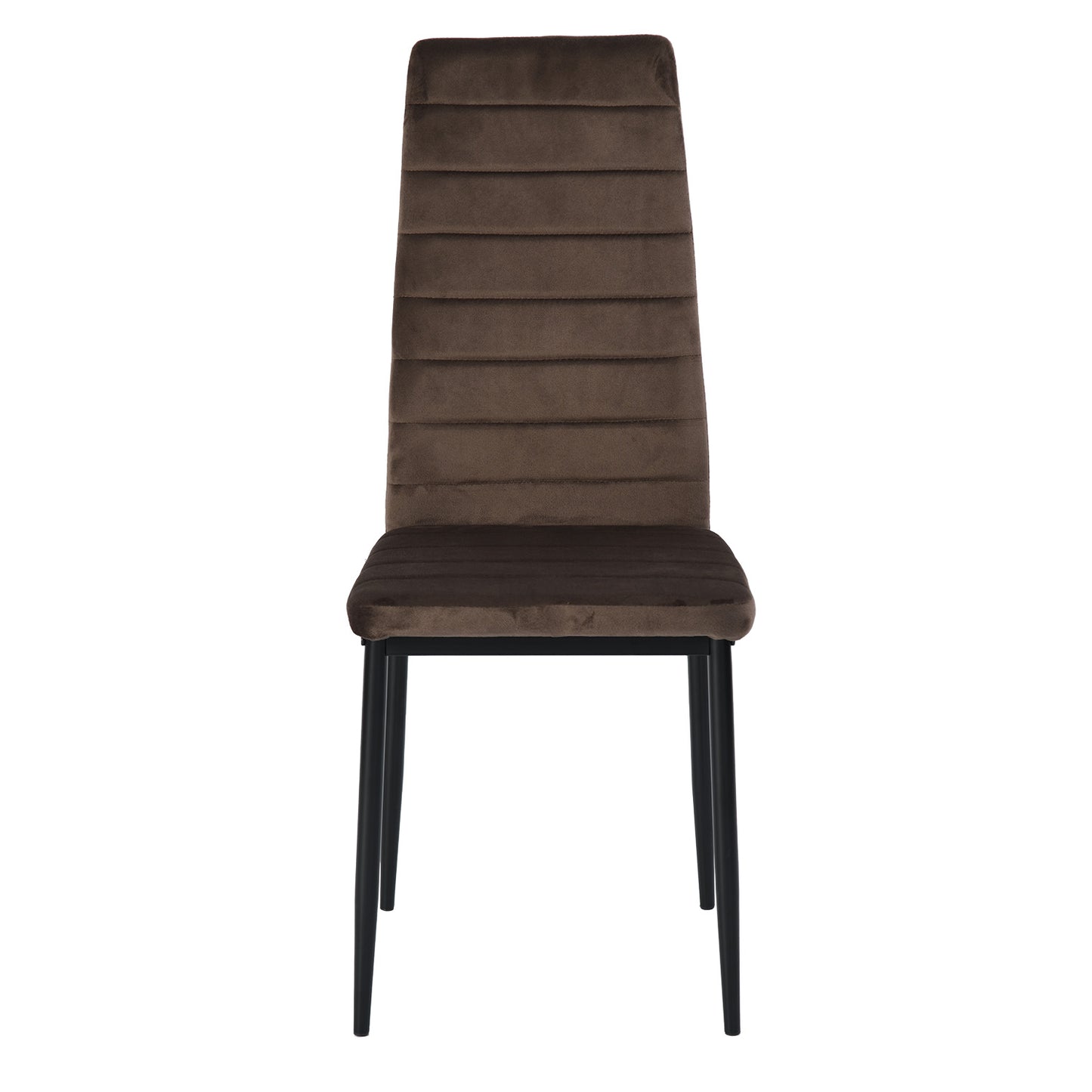Lot de 4 Chaises de salle à manger en velours, Pieds en Métal, Marron