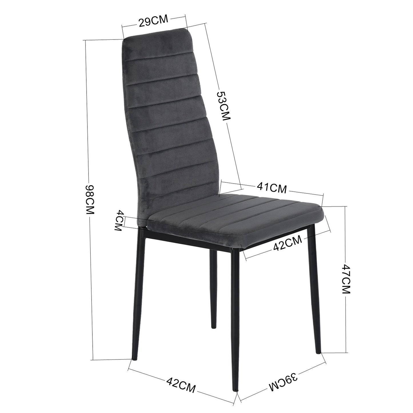 Lot de 4 Chaises Design Gris Velours Scandinave Chaise de Salle à manger