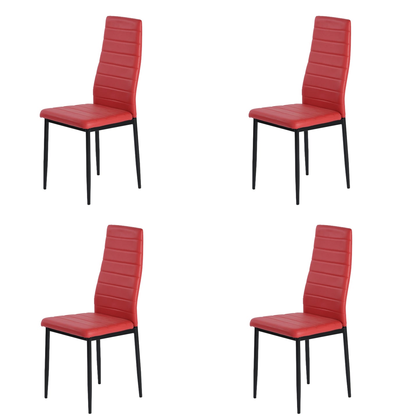 Lot de 4 Chaises Design Rouge PVC Scandinave Chaise de Salle à manger