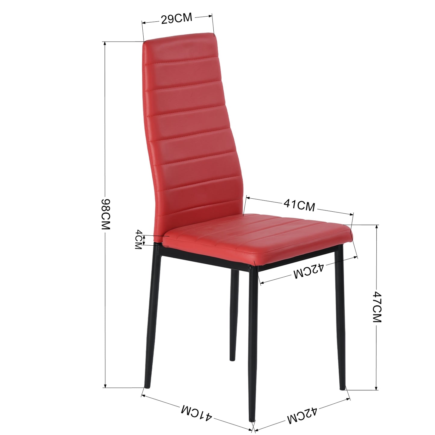 Lot de 4 Chaises Design Rouge PVC Scandinave Chaise de Salle à manger