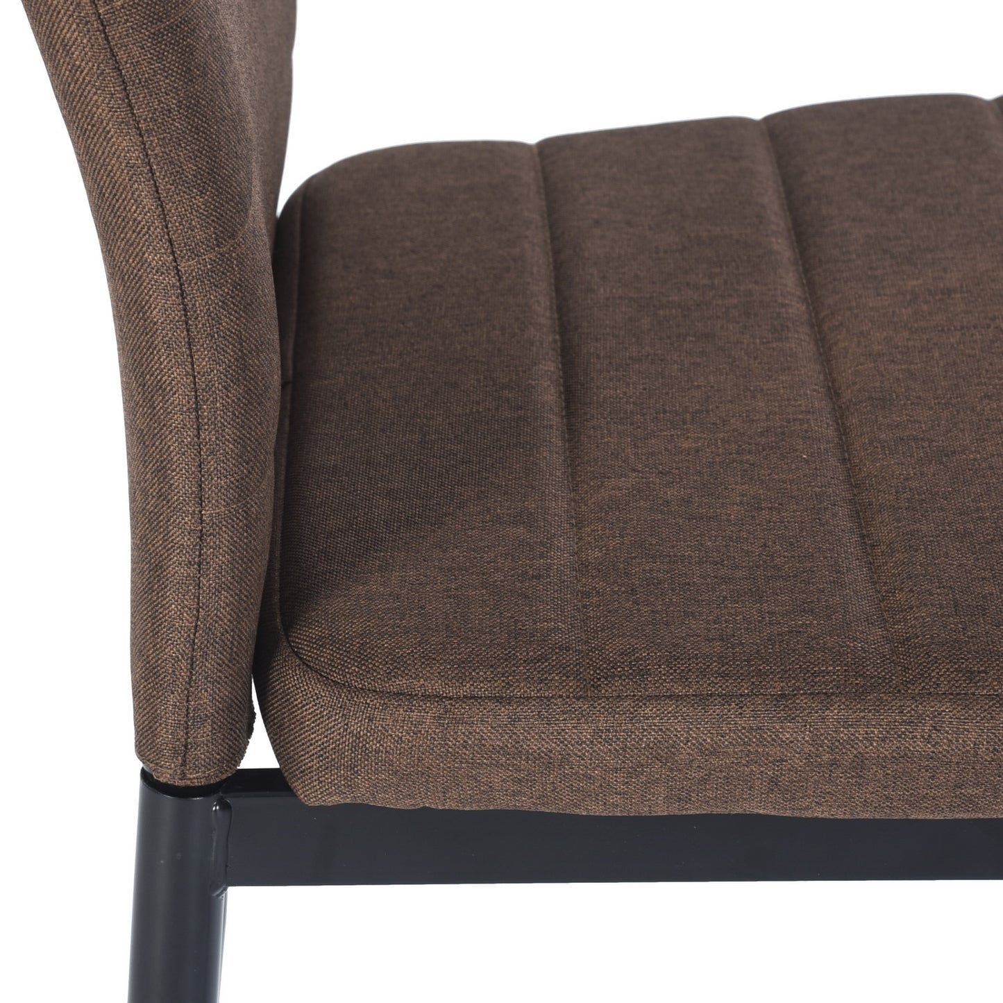 Lot de 6 chaises de salle à manger, de cuisine, confortables et rembourrées, avec siège en tissu, dossier, pieds en métal, marron