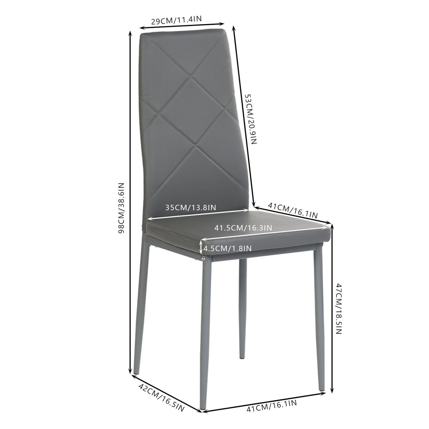 Lot de 4 Chaises de salle à manger rembourrées--Gris