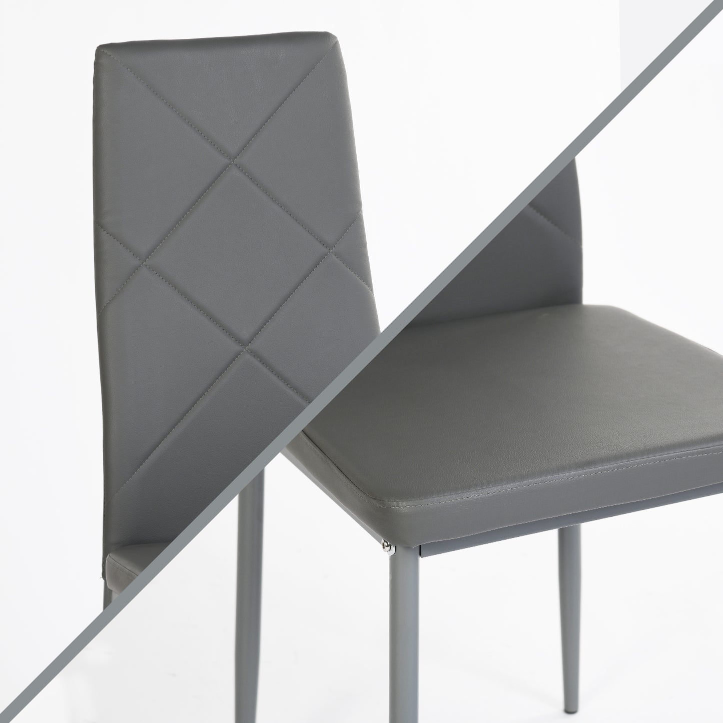 Lot de 4 Chaises de salle à manger rembourrées--Gris