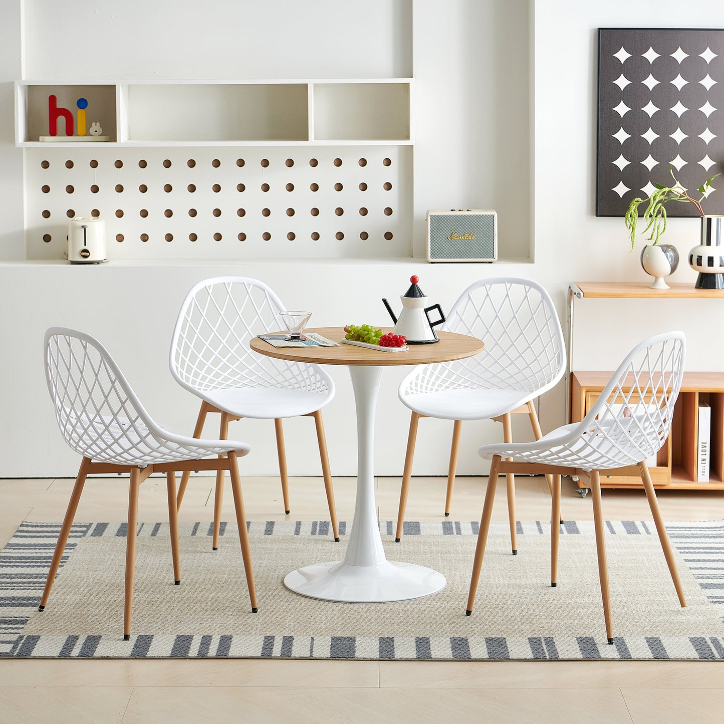 Table à manger ronde moderne – Petite table pour cuisine, salon, salle à manger, balcon, diamètre 70 cm, couleur chêne