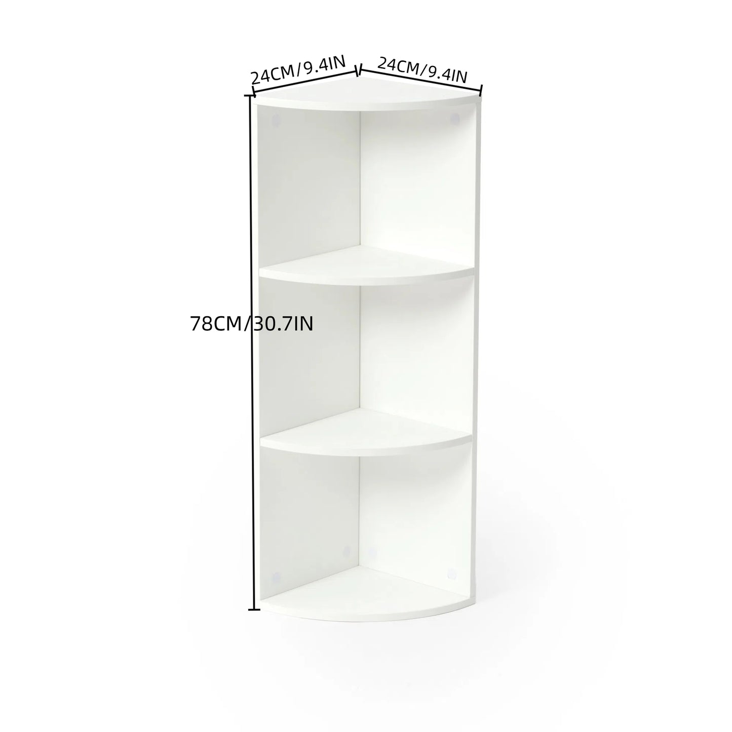 Étagère d'angle, Bibliothèque Autoportante, Étagères de Rangement en Bois pour Salon, Bureau à Domicile, Couloir, 24 x 24 x 78cm--Blanc
