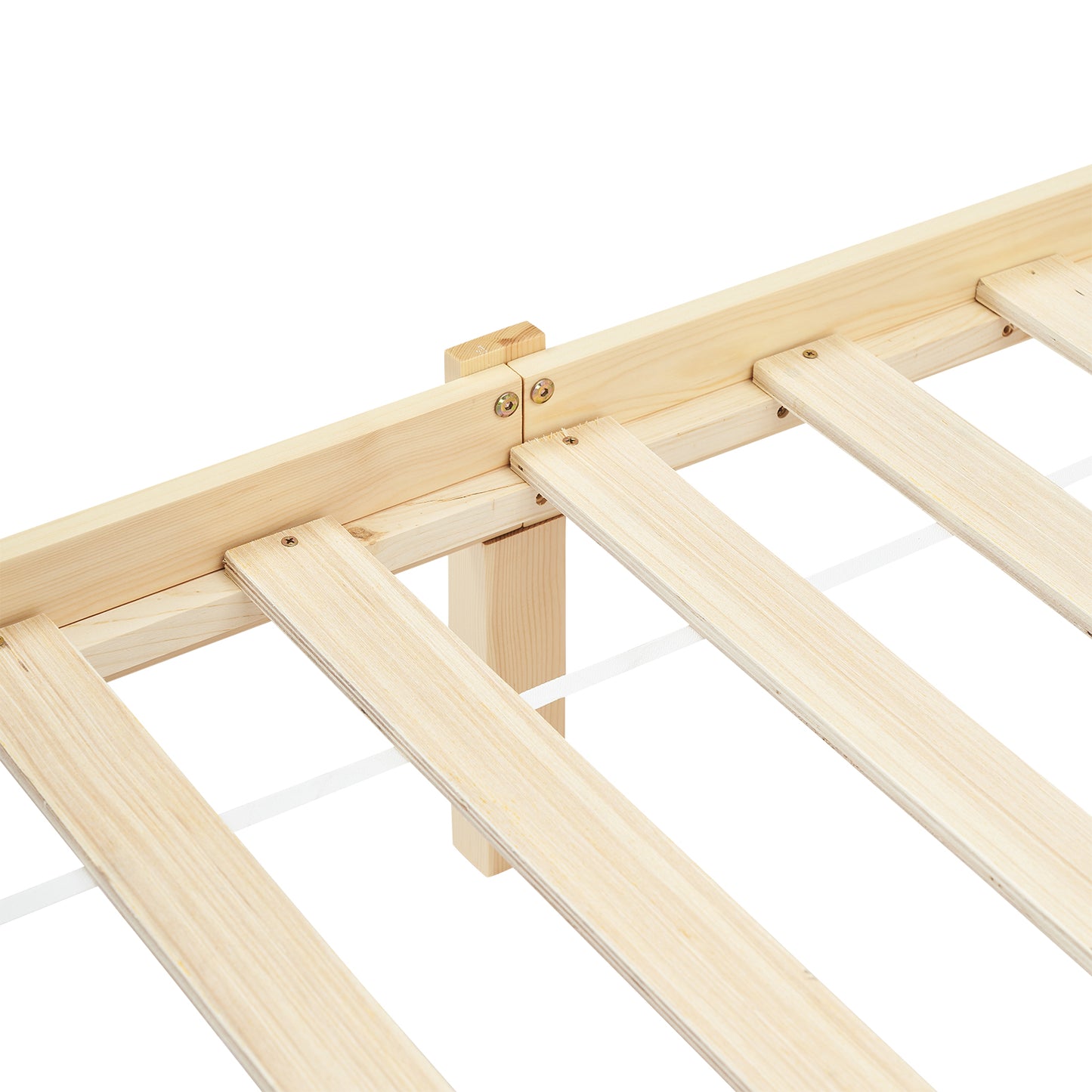 Structure de Lit Double en Bois avec Sommier - 140x190 cm - Style Scandinave