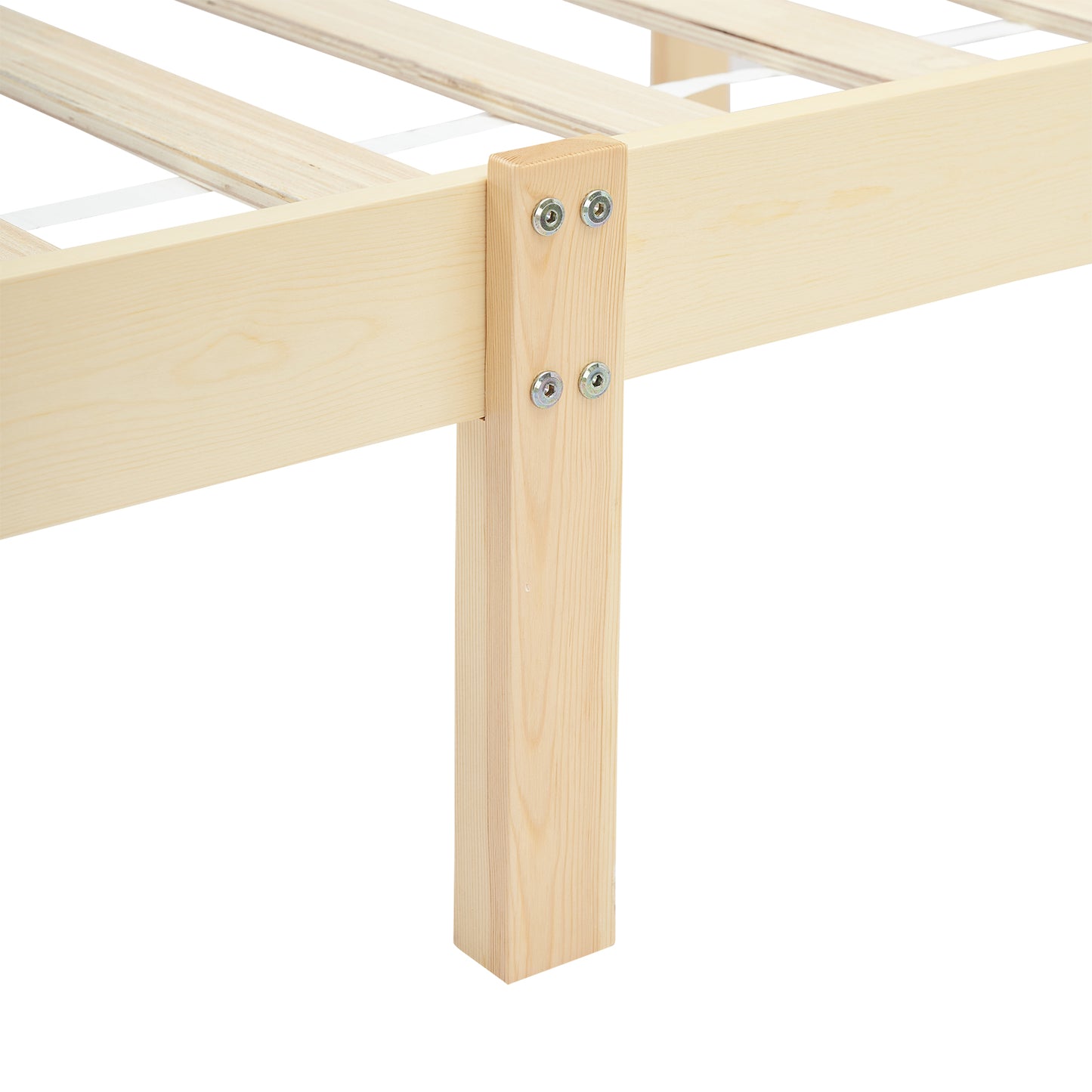 Structure de Lit Double en Bois avec Sommier - 140x190 cm - Style Scandinave