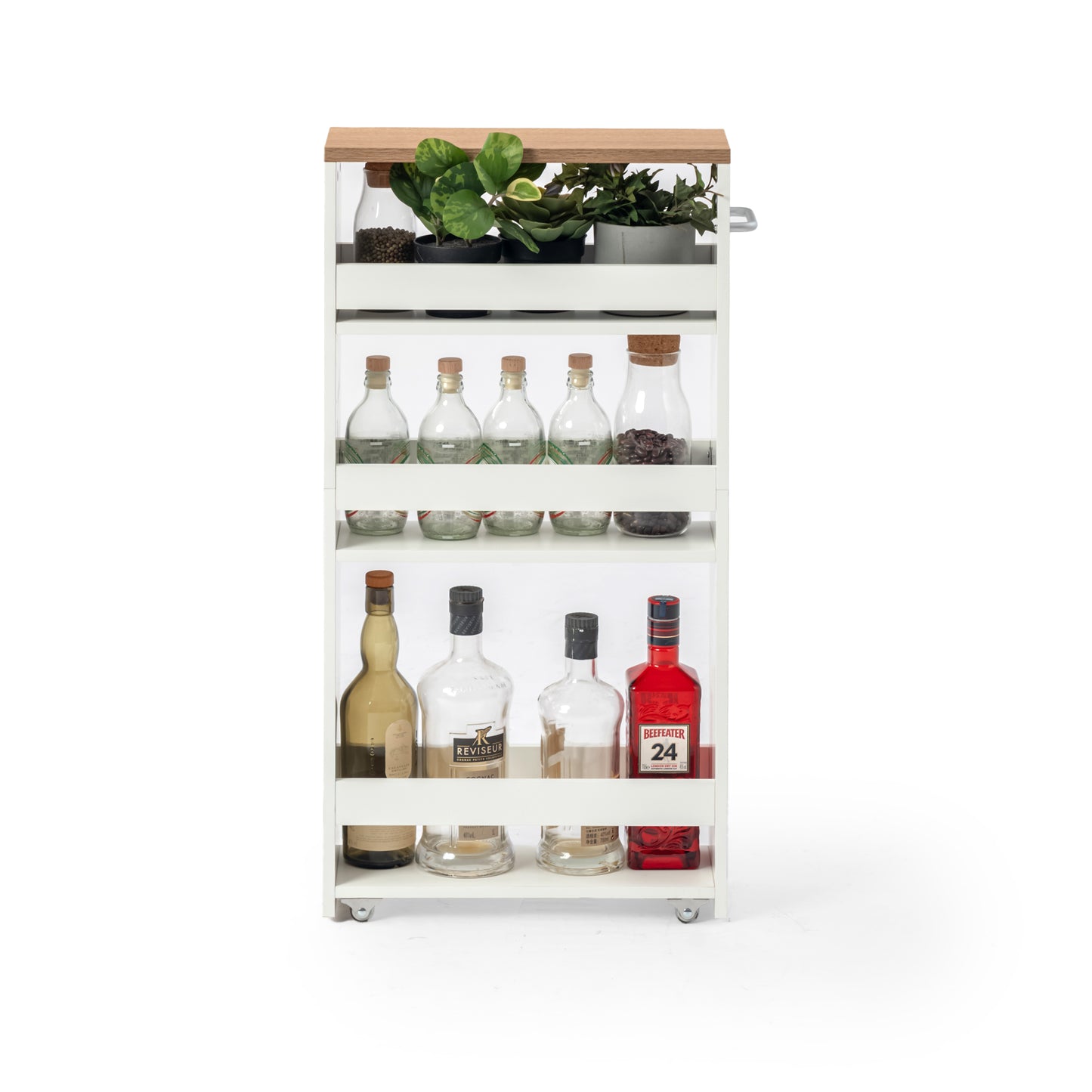 Chariot de Rangement à roulettes Mince sur 3 Niveaux, Étagère Roulante, Chambre, Cuisine, Bureau, Rangement Salle de Bain, 40 x 14 x 80 cm, Blanc