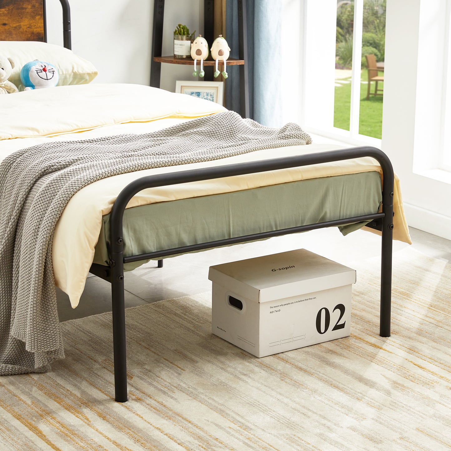 Cadre de Lit en Métal - Pour Matelas 90x190 cm - Noir
