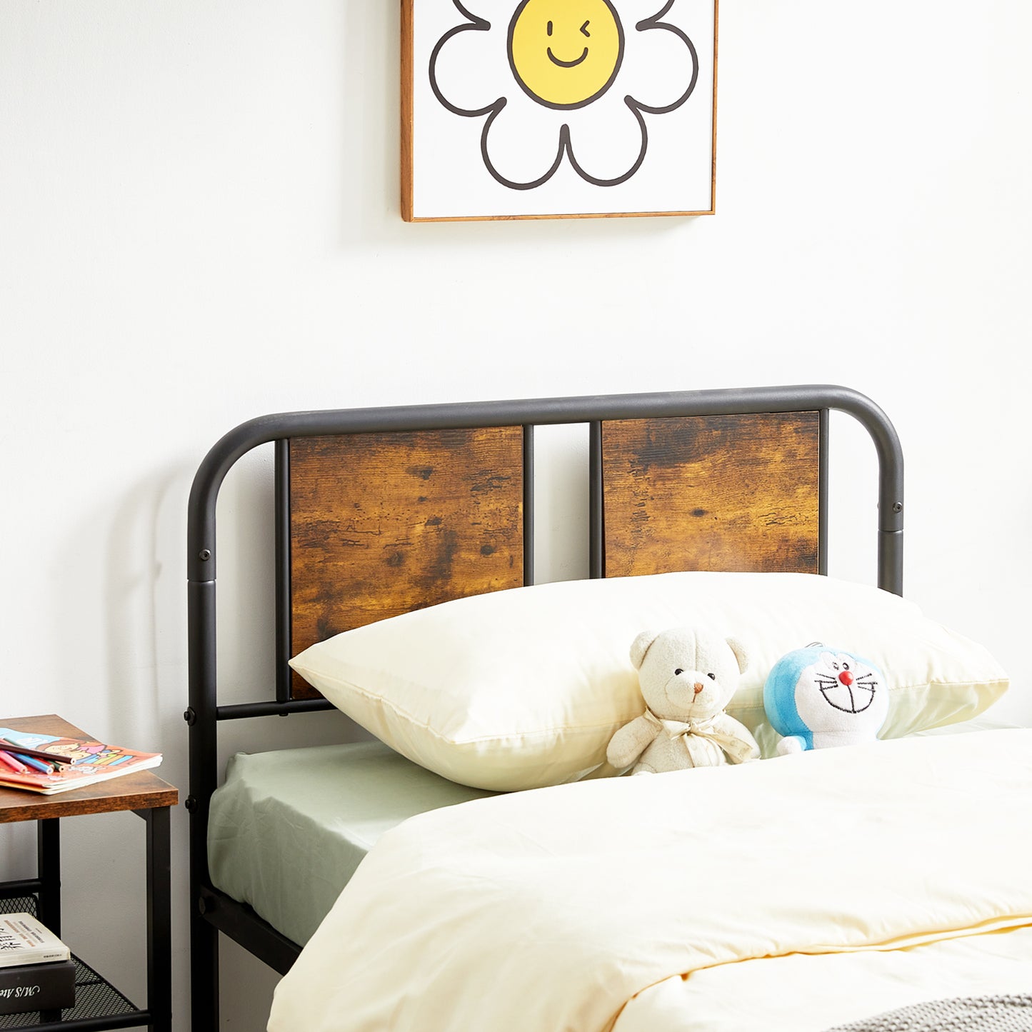 Cadre de Lit en Métal - Pour Matelas 90x190 cm - Noir