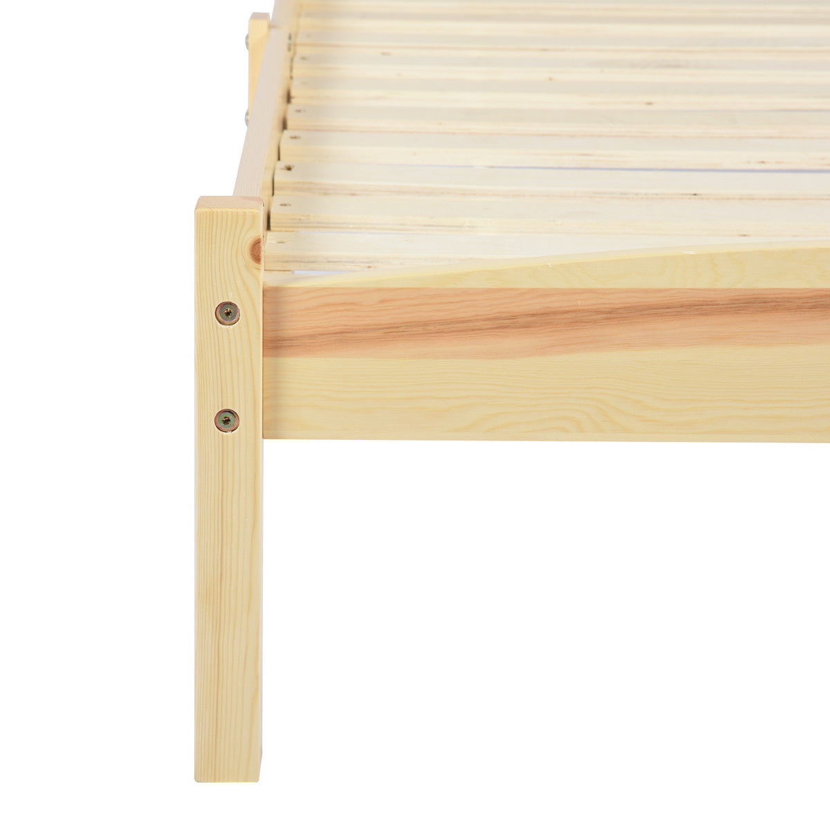Structure de Lit Double en Bois - 140x190 cm - Naturel