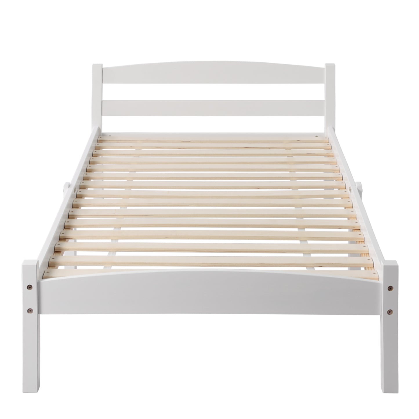 Structure de Lit Simple en Bois avec Sommier - 90x190 cm - Blanc