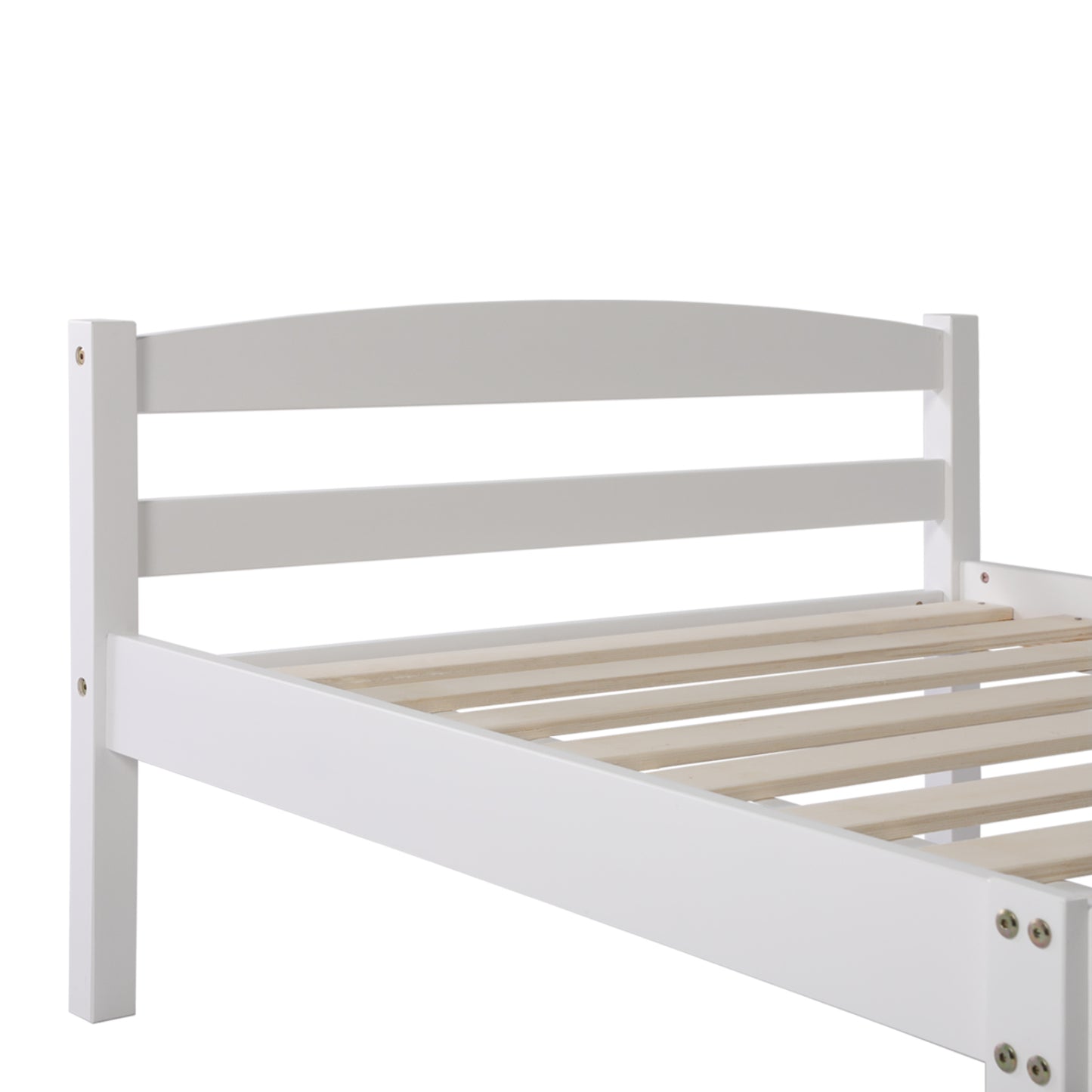 Structure de Lit Simple en Bois avec Sommier - 90x190 cm - Blanc