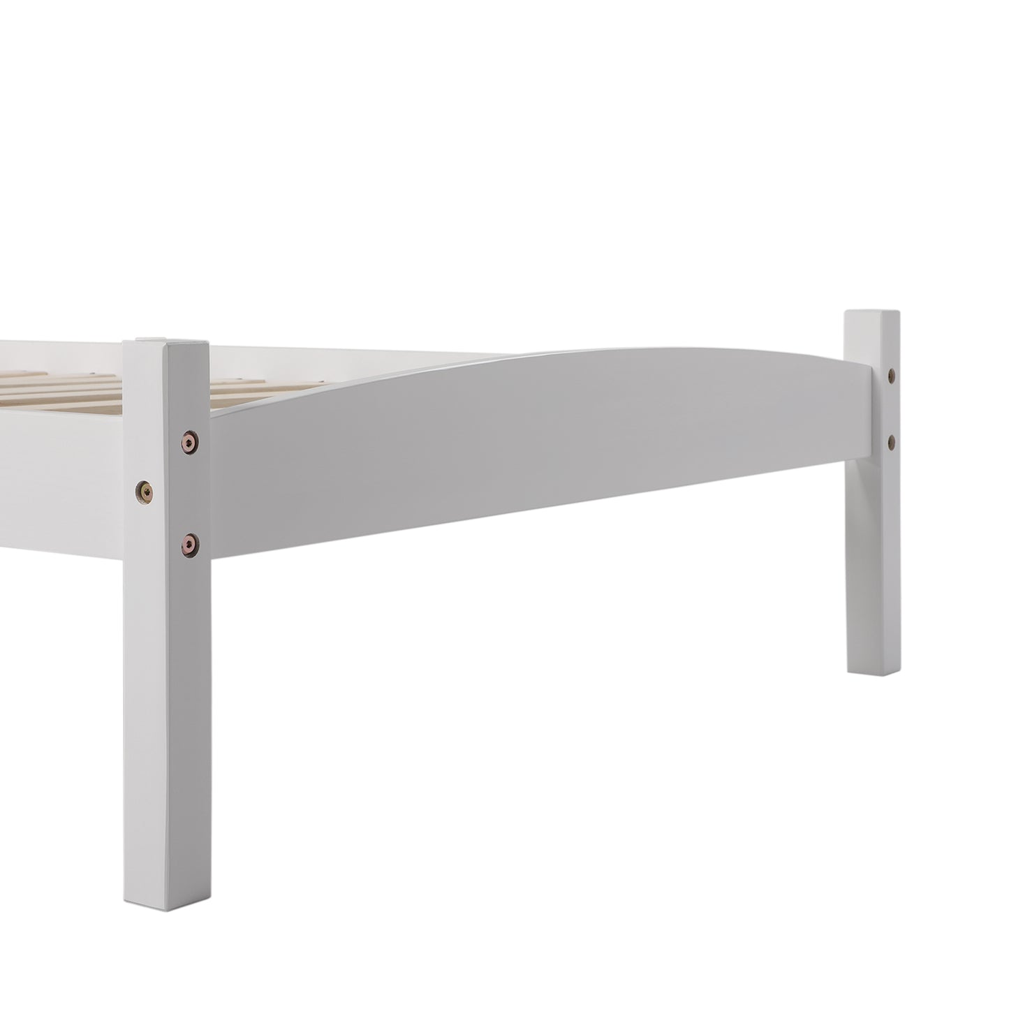 Structure de Lit Simple en Bois avec Sommier - 90x190 cm - Blanc