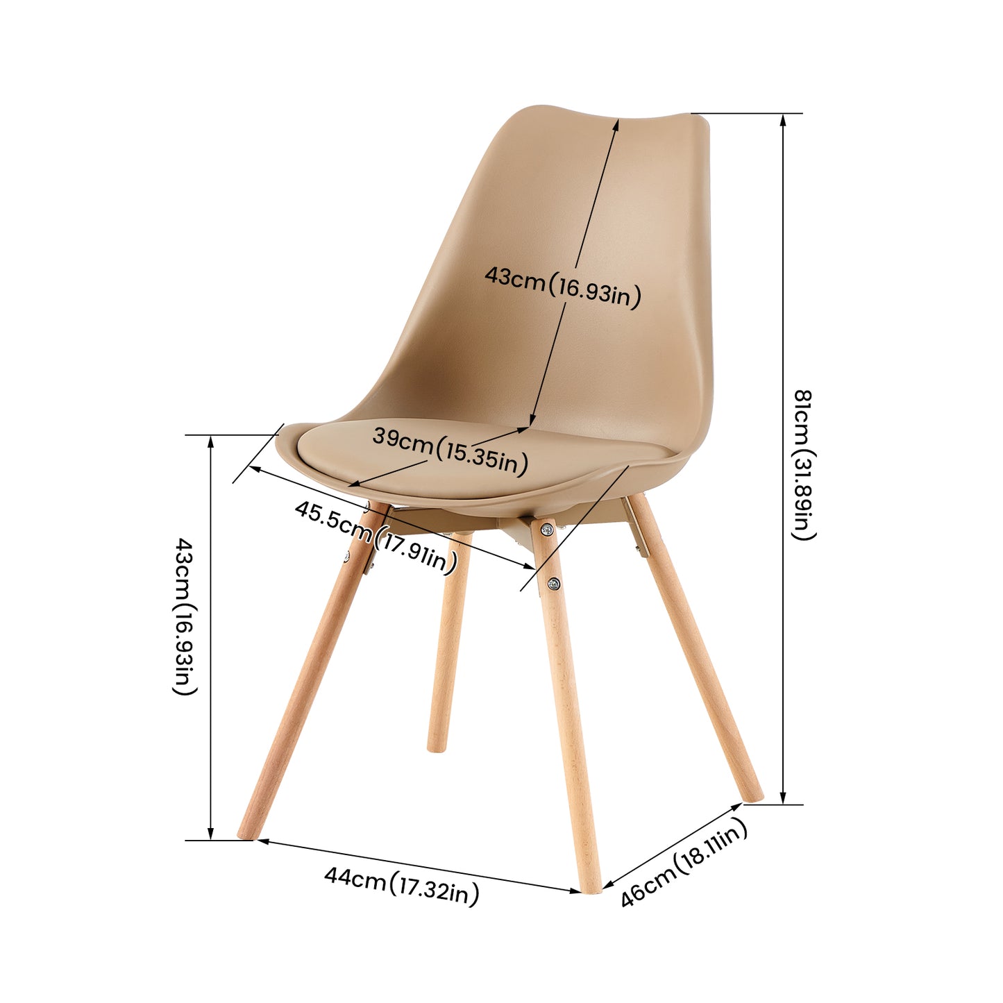 Lot de 4 chaises de salle à manger rembourrées avec bois massif Assise Dossier pour salle à manger, salon, chambre à coucher, salle de conférence Kaki