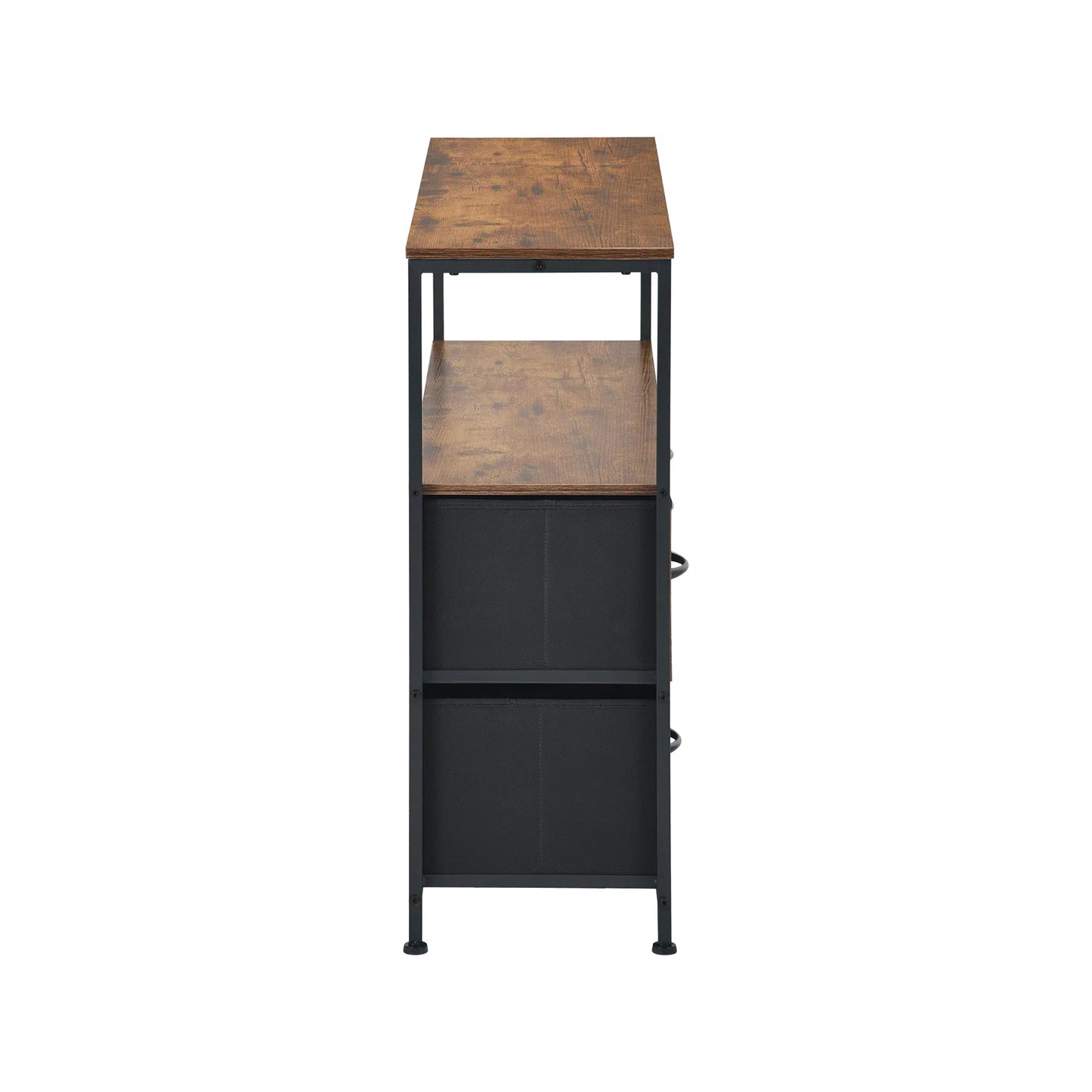Buffet industriel 5 tiroirs, buffet 5 tiroirs en tissu non tissé, meuble de rangement pour salon, cuisine, salle à manger, 100x 30 x 80 cm--Marron