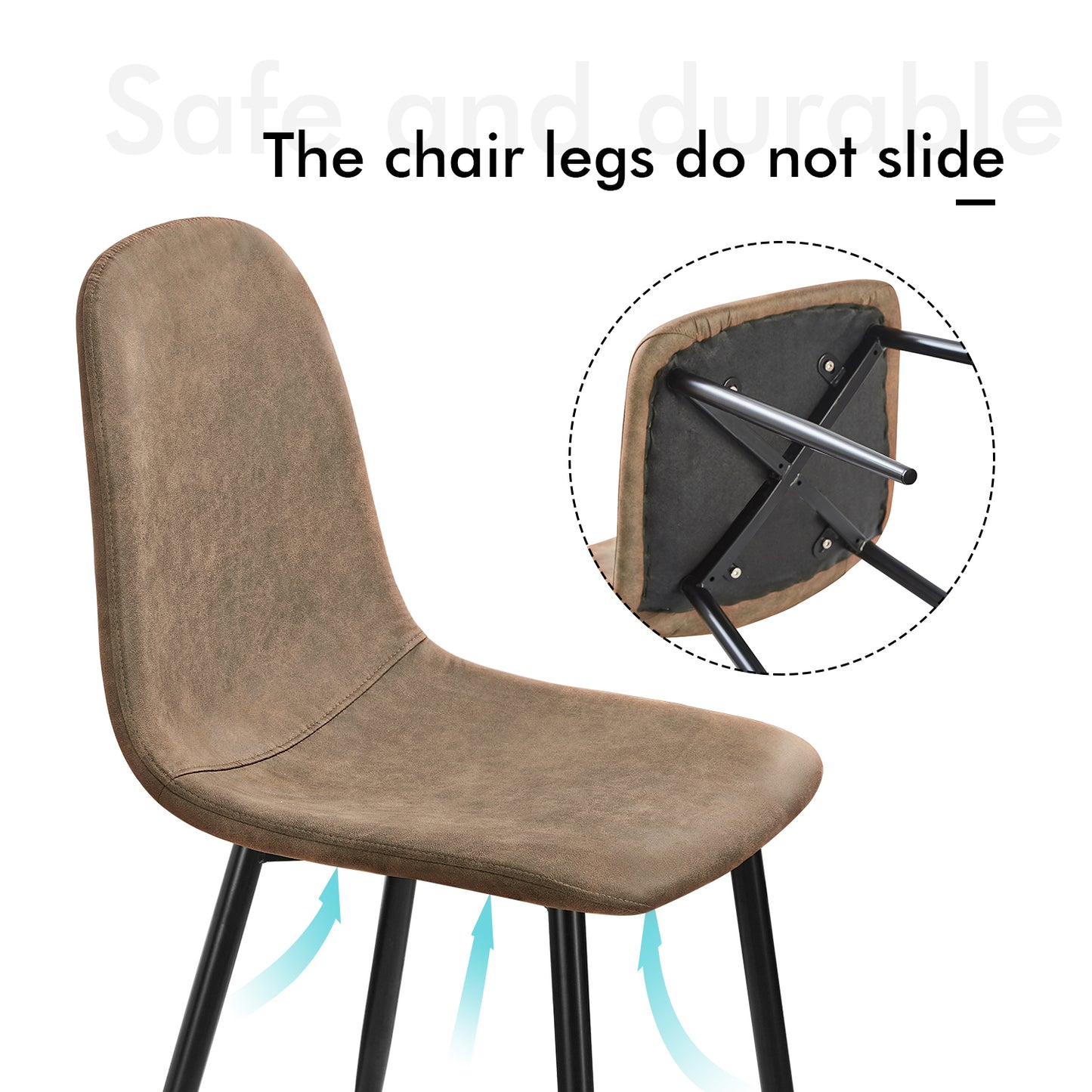 Chaises de Salle à Manger en Daim avec Pieds en Métal - Marron