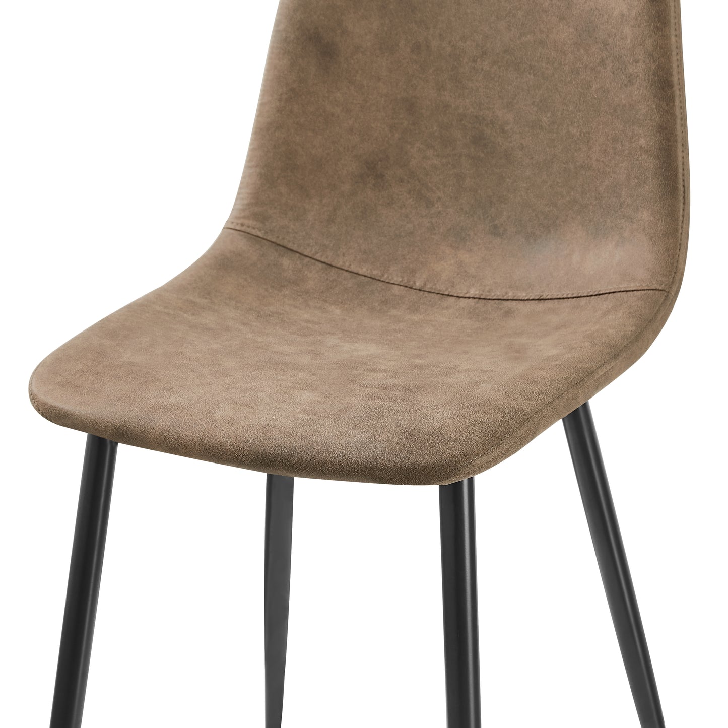 Lot de 2 Chaises de salle à manger en suède avec pieds en métal - Brun