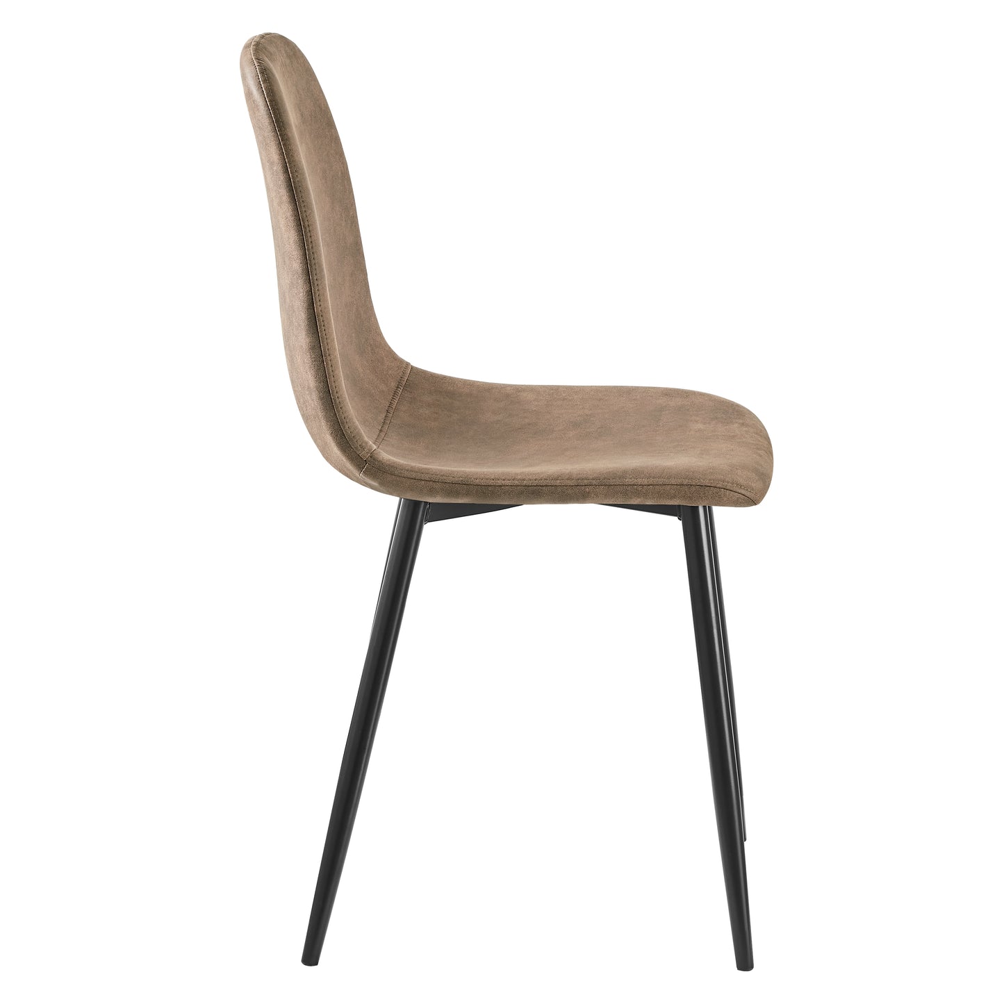 Chaise de salle à manger monobloc en suède avec pieds en métal - marron
