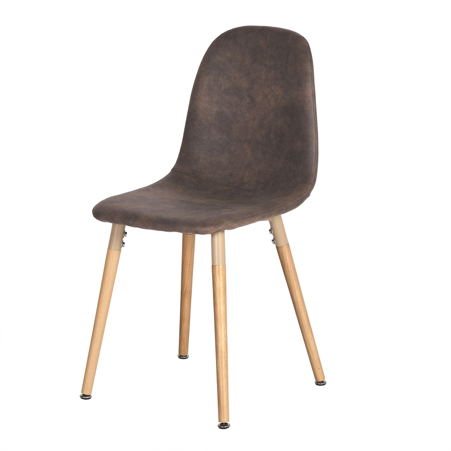 Lot de 2 chaises de salle à manger en cuir synthétique noir, avec des pieds en bois