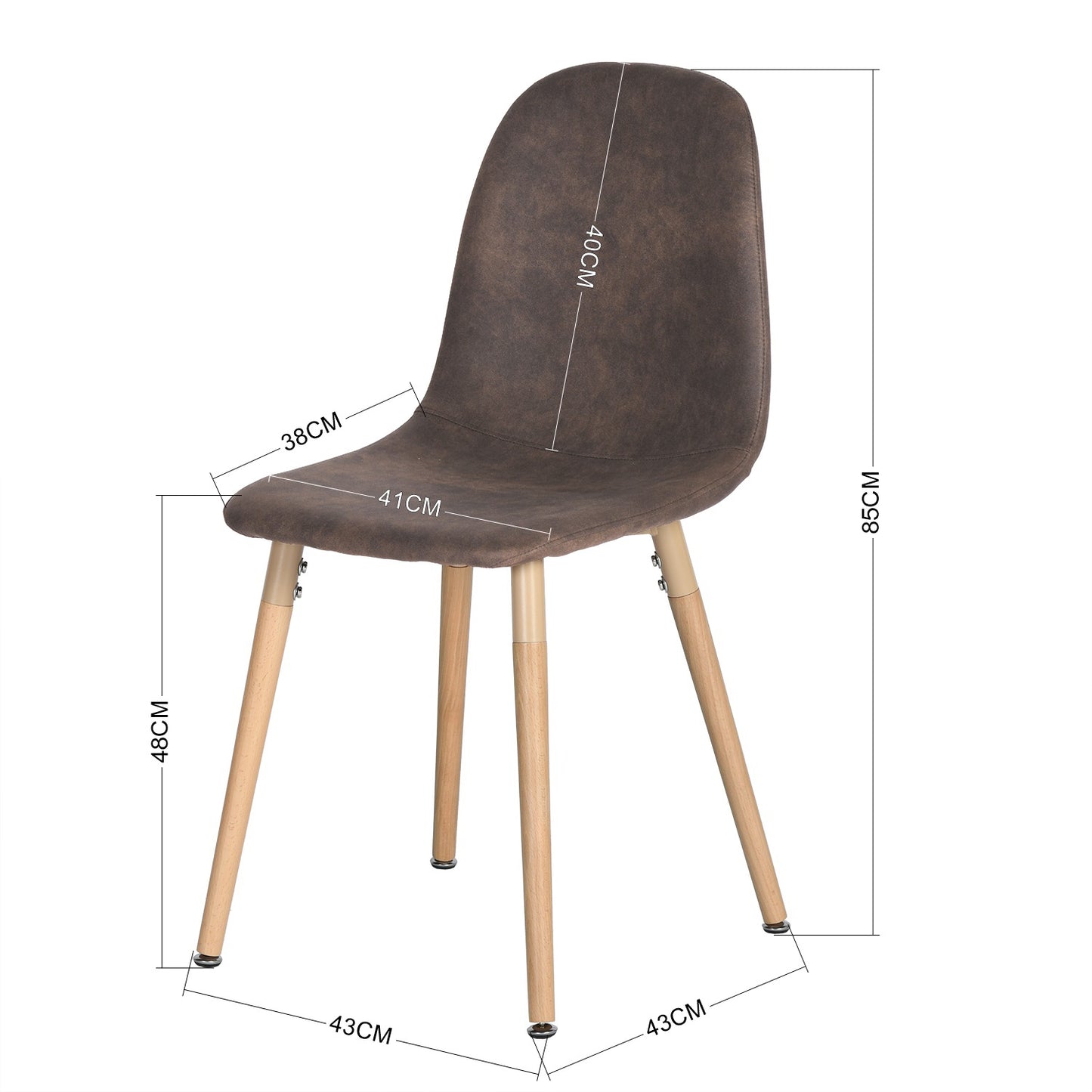 Lot de 2 chaises de salle à manger en cuir synthétique noir, avec des pieds en bois