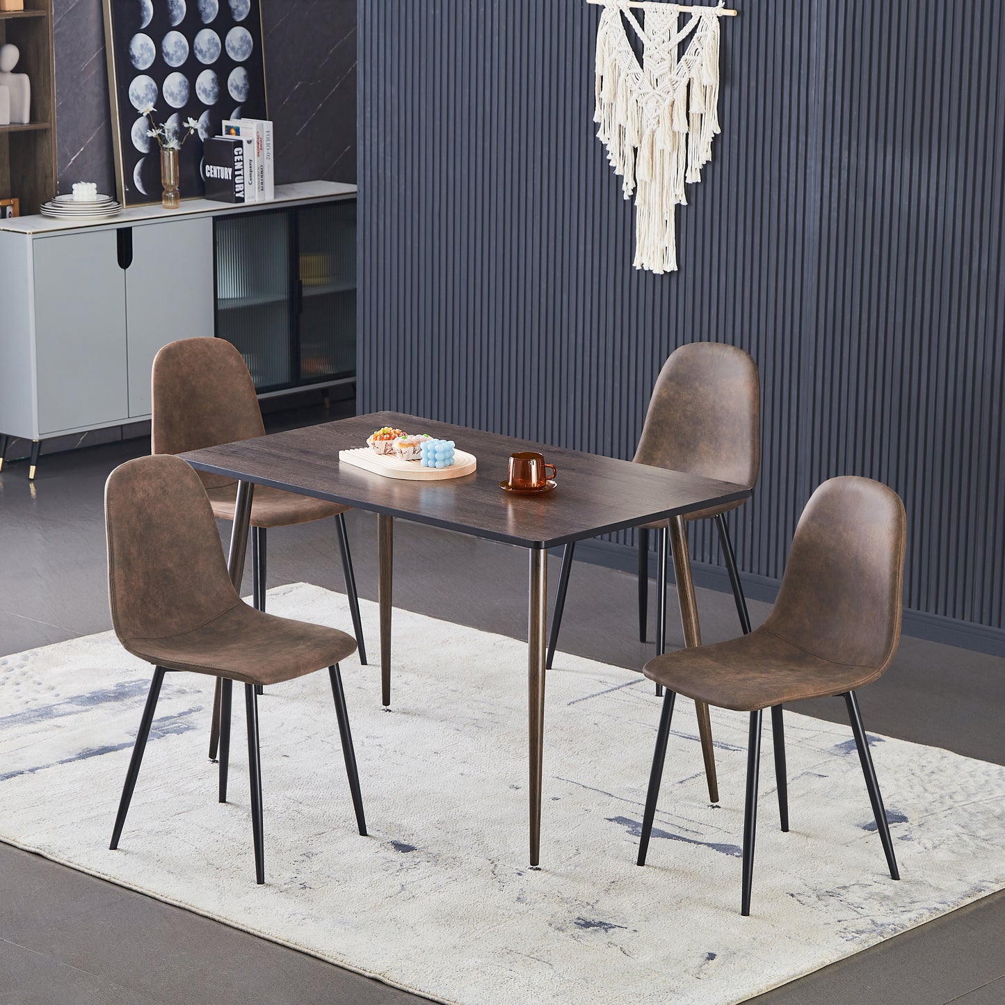 Lot de 2 chaises de salle à manger en métal - Noir