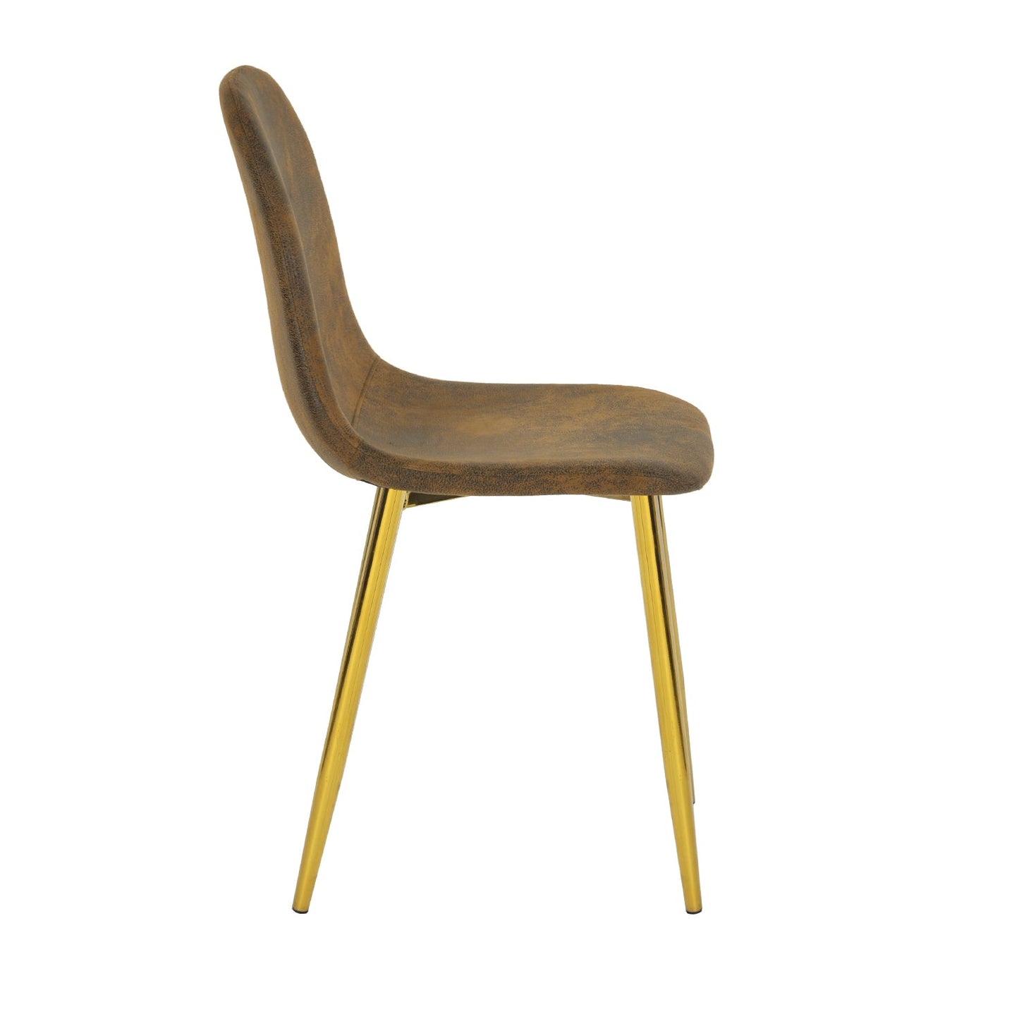 Lot de 2 chaises de salle à manger en daim marron avec pieds en métal doré-design contemporain