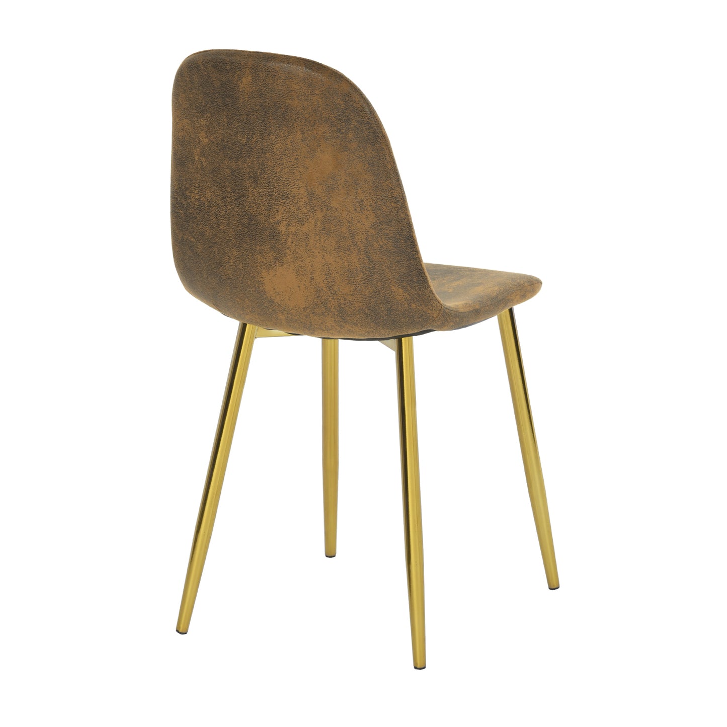 Lot de 2 chaises de salle à manger en daim marron avec pieds en métal doré