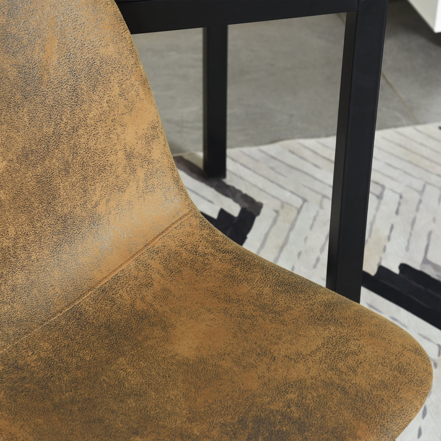 Lot de 2 chaises de salle à manger en daim marron avec pieds en métal doré-design contemporain