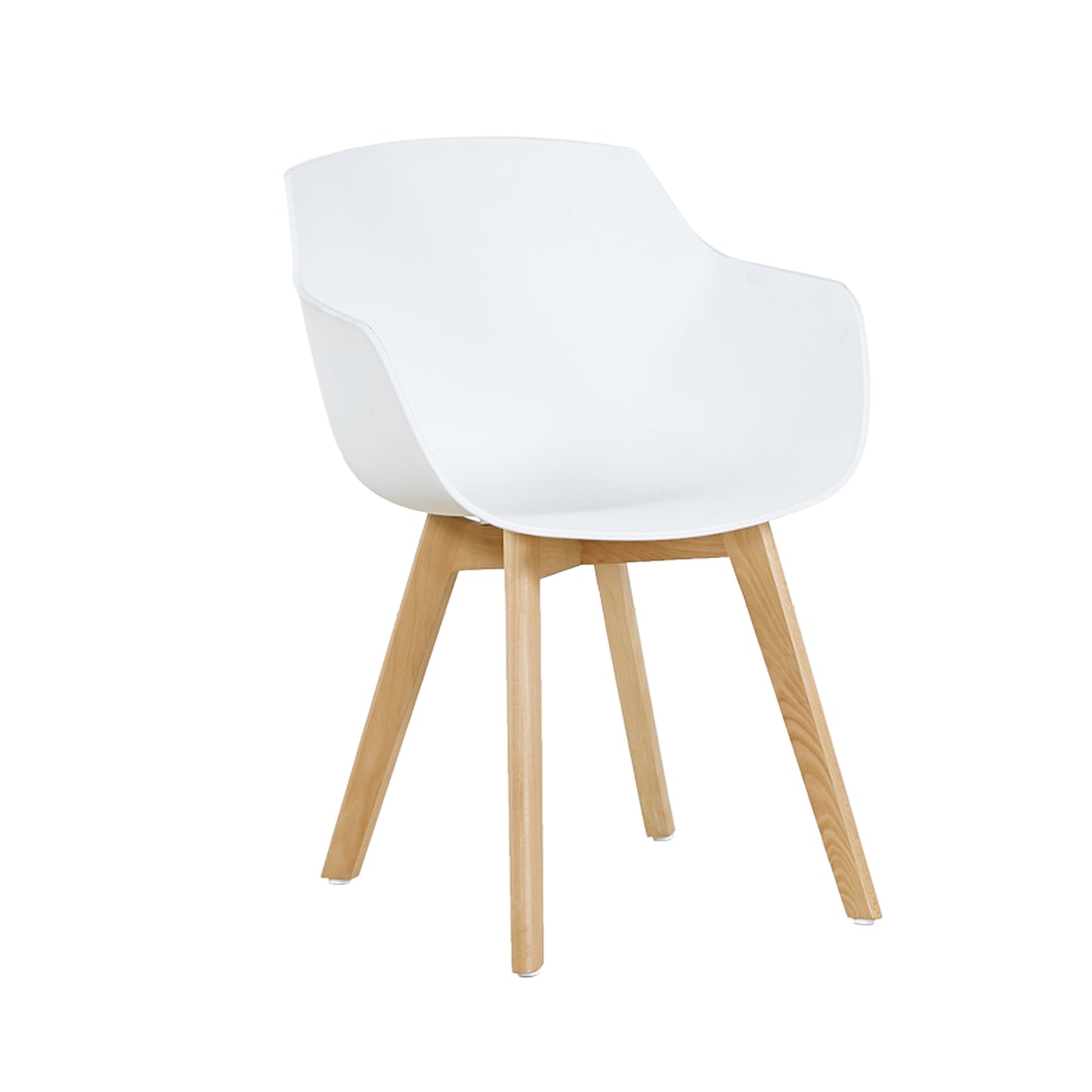 Lot de 2 Chaises Salle à Manger Fauteuils Scandinave de Cuisine avec Pieds en Bois de Hêtre Massif Blanc